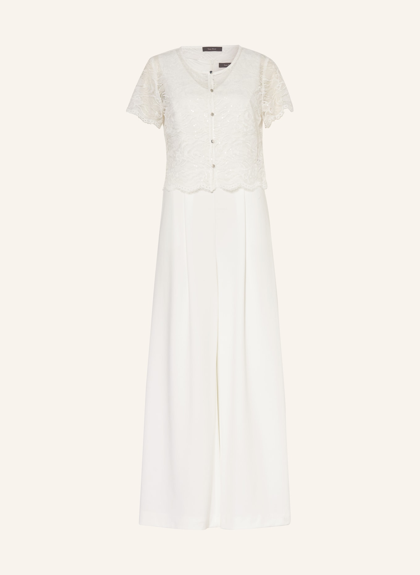Vera Mont Set: Jumpsuit and lace jacket with sequins: WHITE