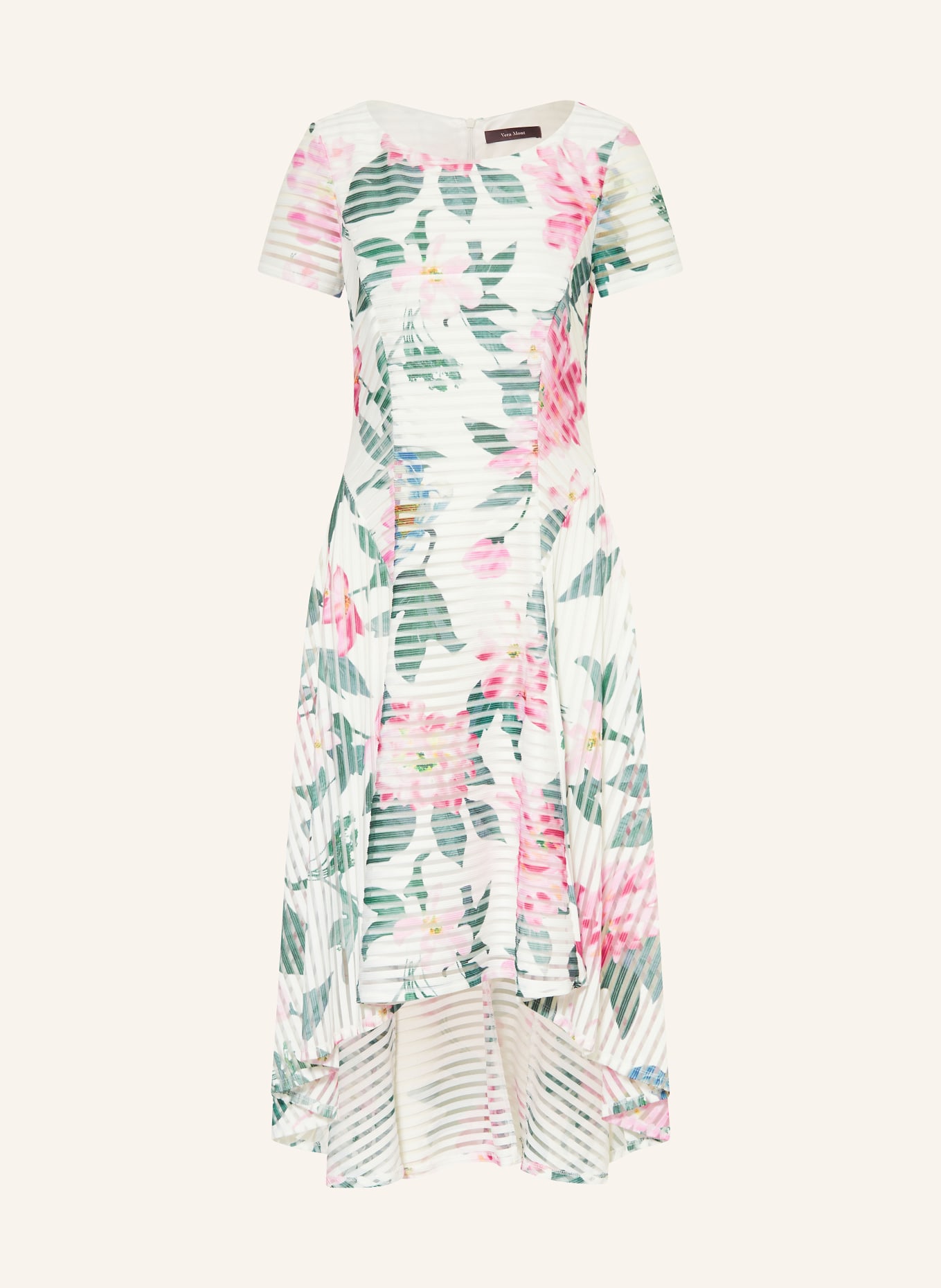 Vera Mont Cocktailkleid: ECRU / PINK / DUNKELGRÜN
