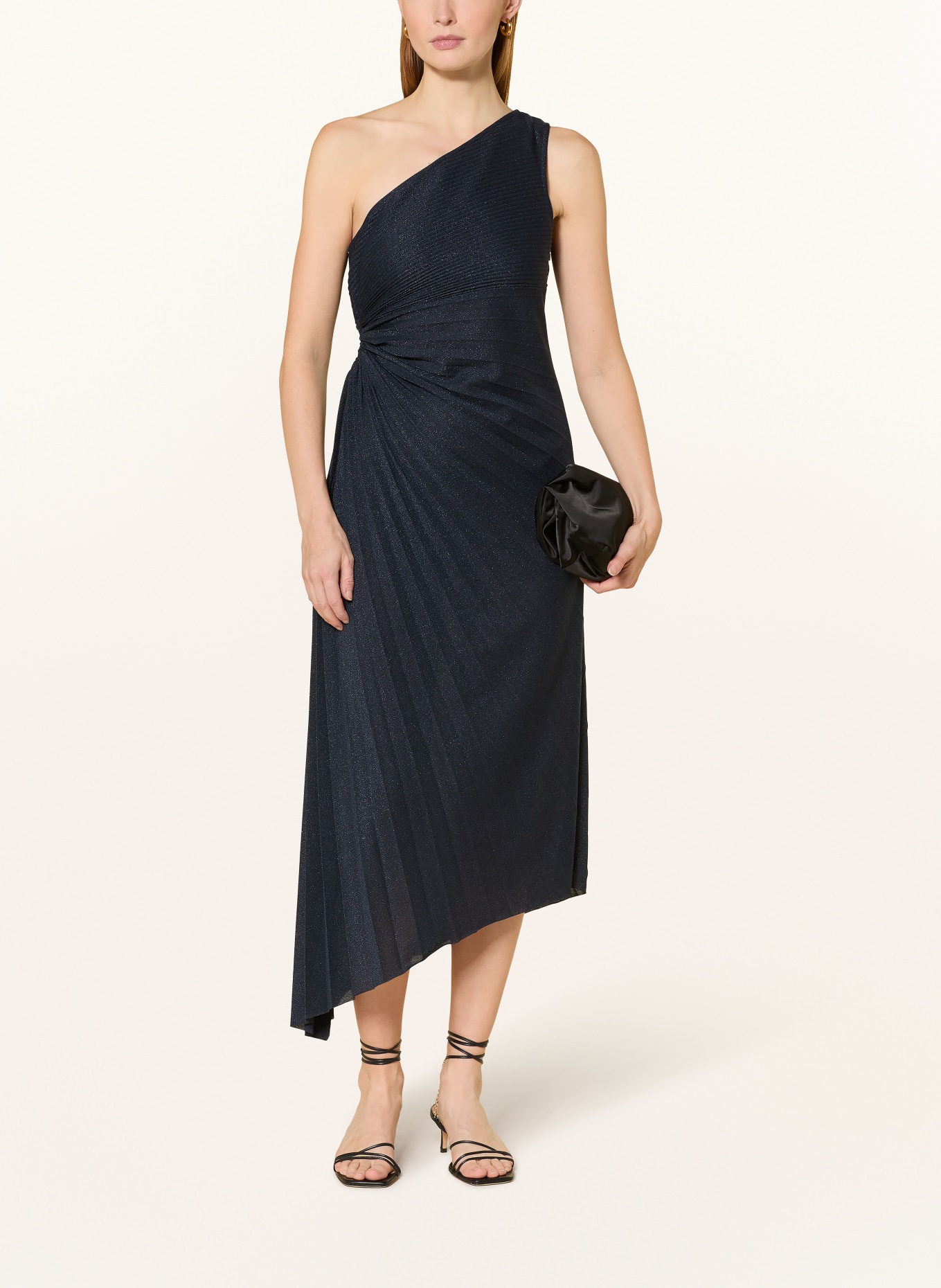 V by Vera Mont Koktejlové šaty s plisováním a třpytivou nití: TMAVĚ MODRÁ