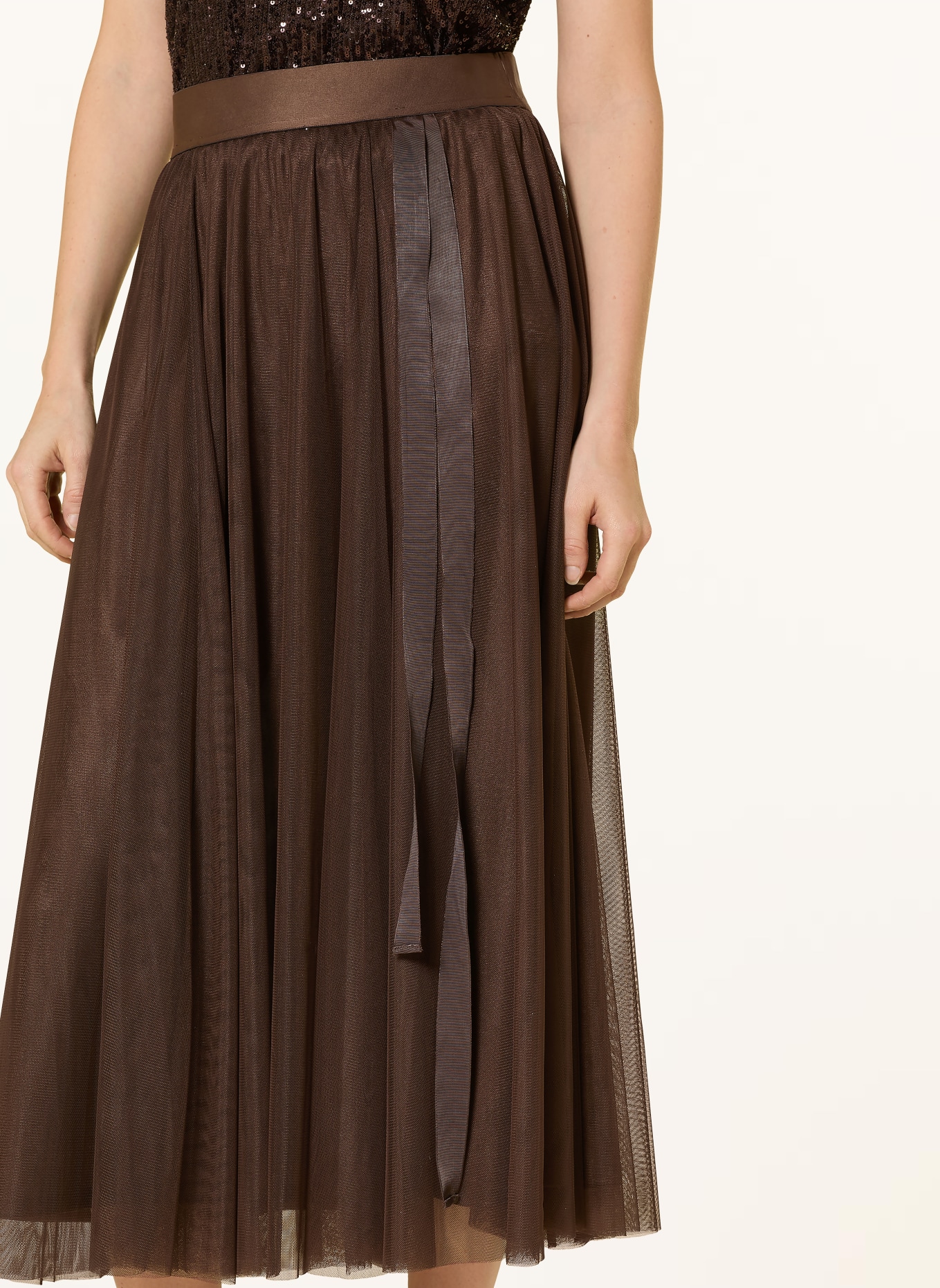 V by Vera Mont spódnica z tiulu: CIEMNOBRĄZOWY