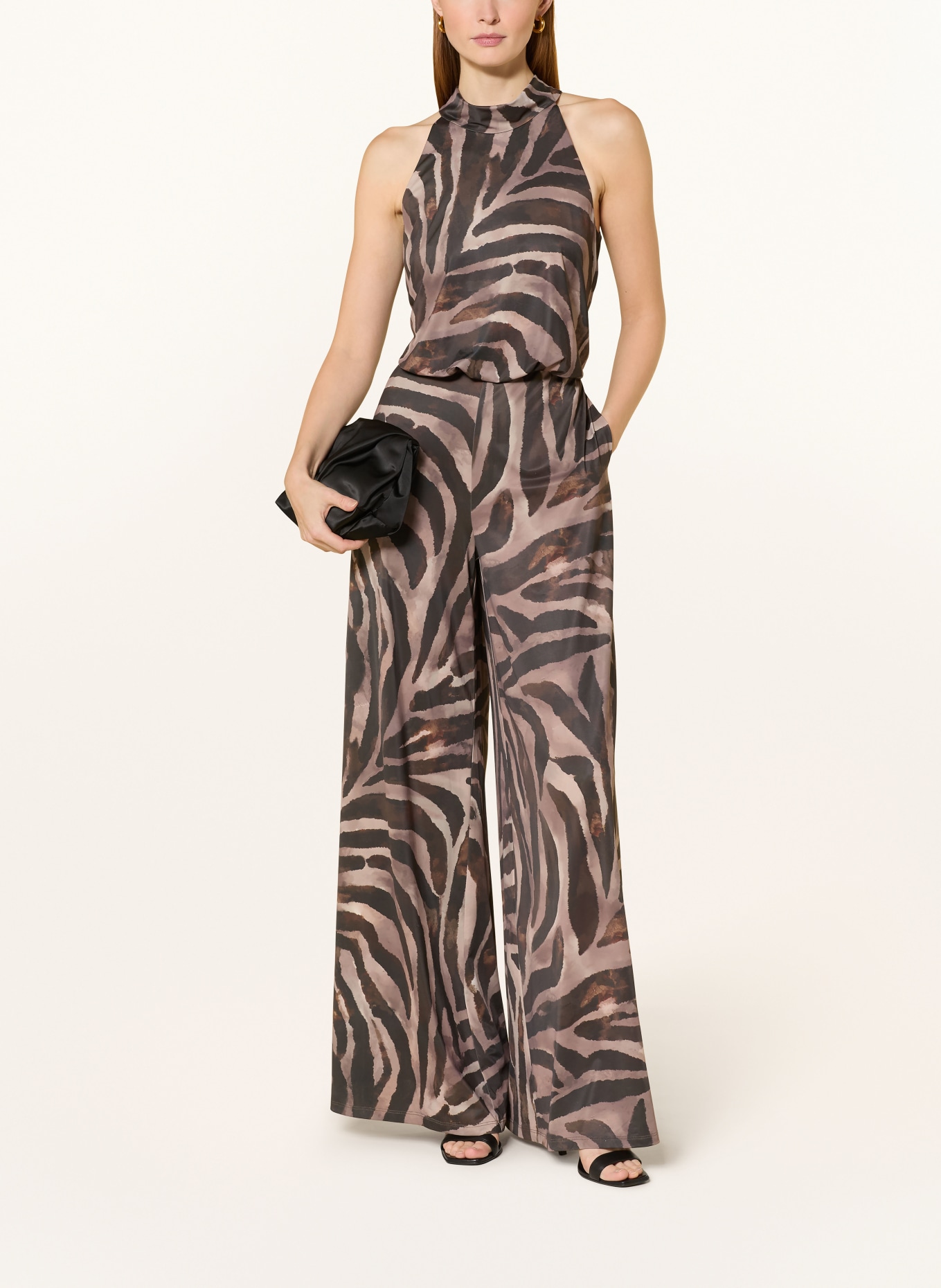 V by Vera Mont jersey jumpsuit: DARK BROWN / LIGHT BROWN / BROWN