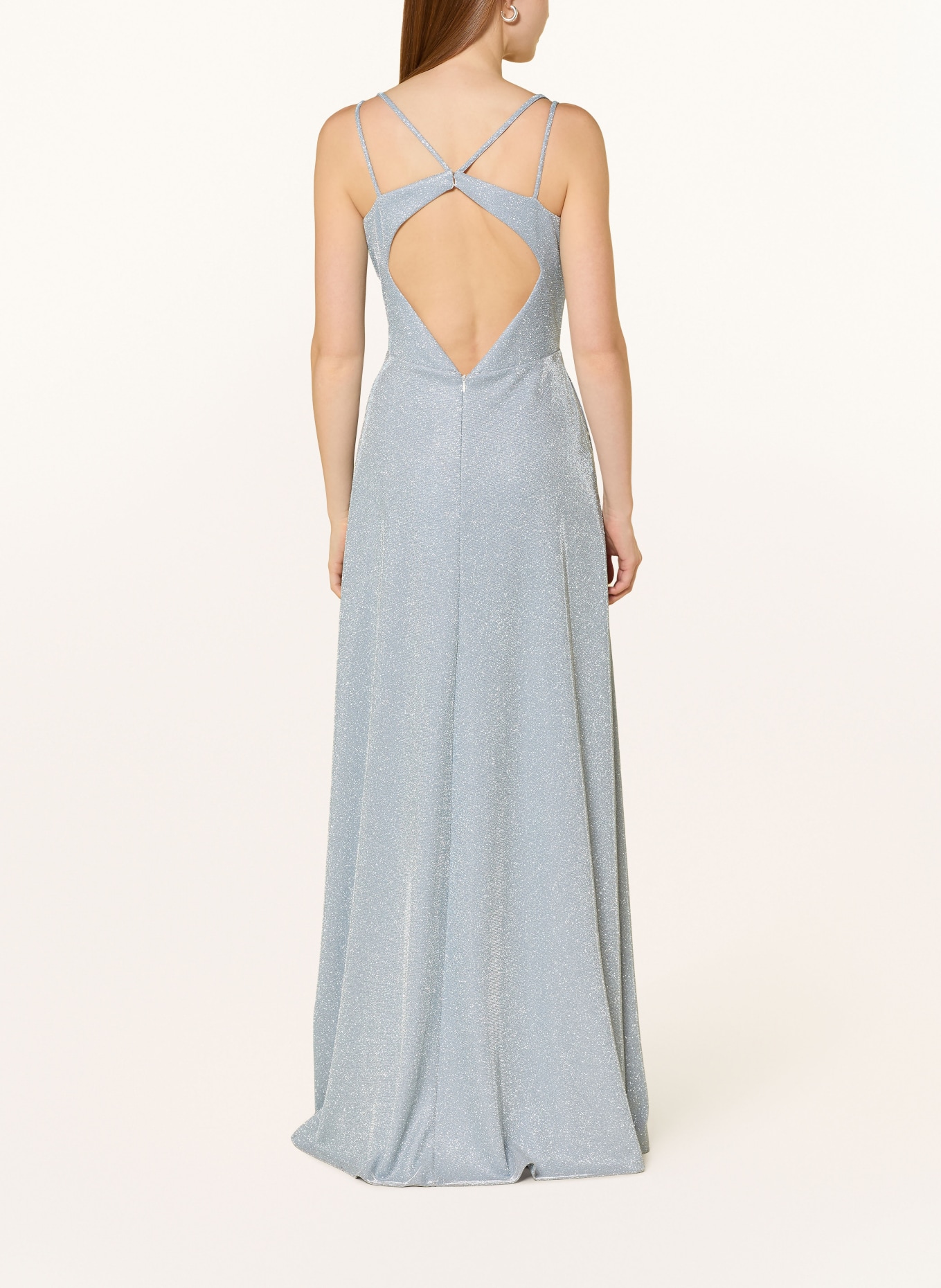 VM Vera Mont Abendkleid mit Cut-outs und Glitzergarn: BLAUGRAU