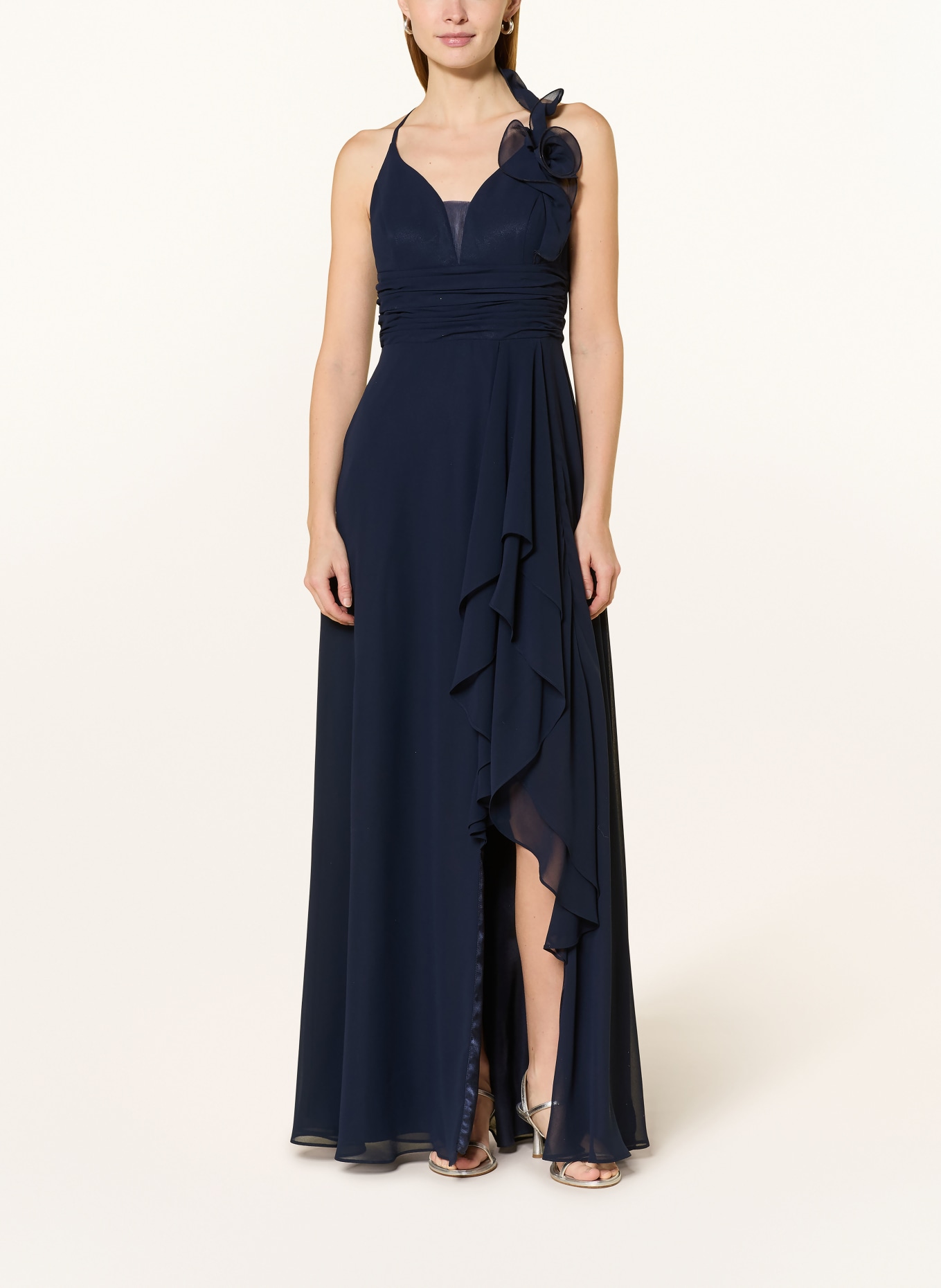 VM Vera Mont Večerní šaty s volány: TMAVĚ MODRÁ