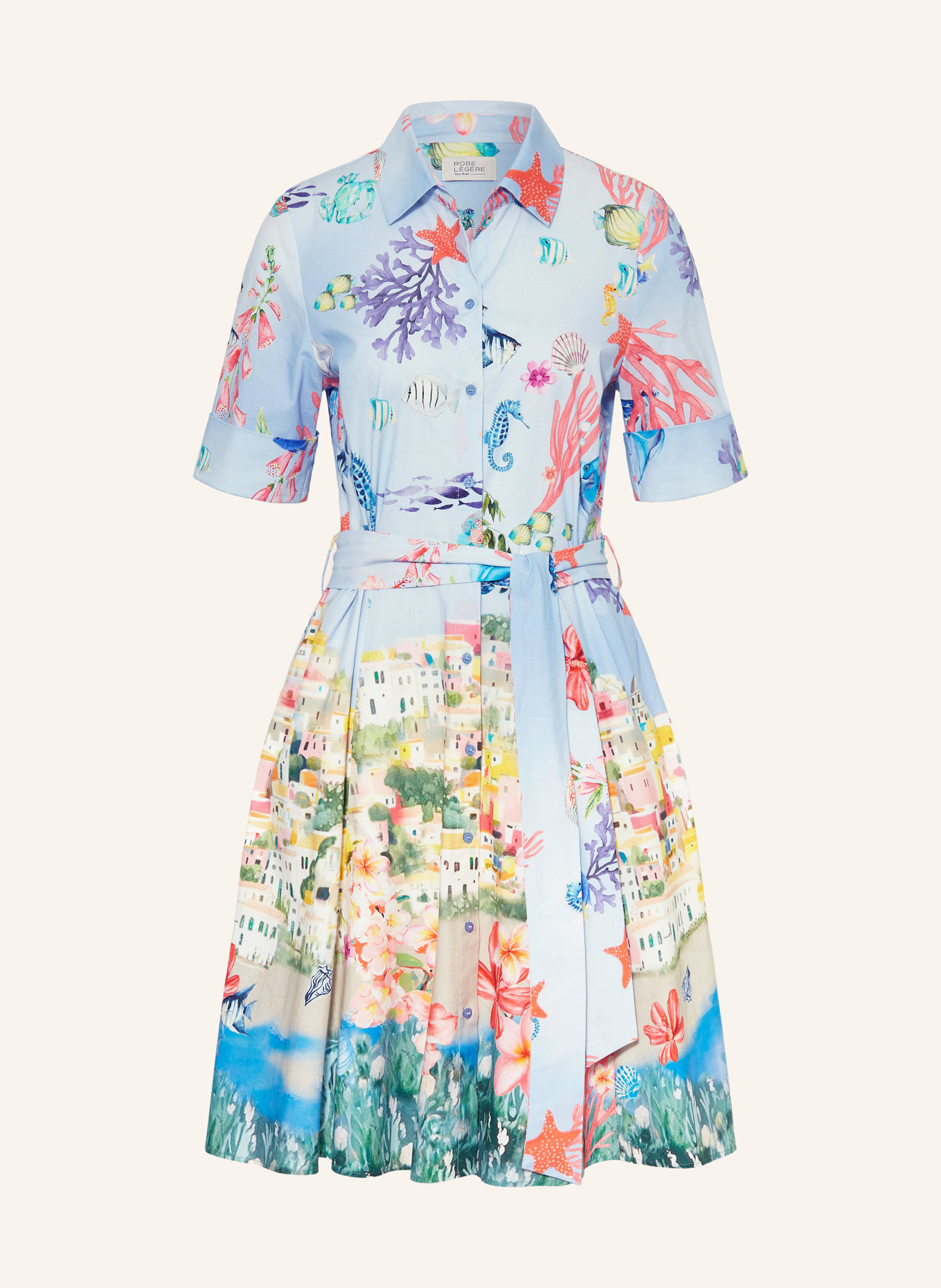 ROBE LÉGÈRE Hemdblusenkleid: HELLBLAU / PINK / GELB