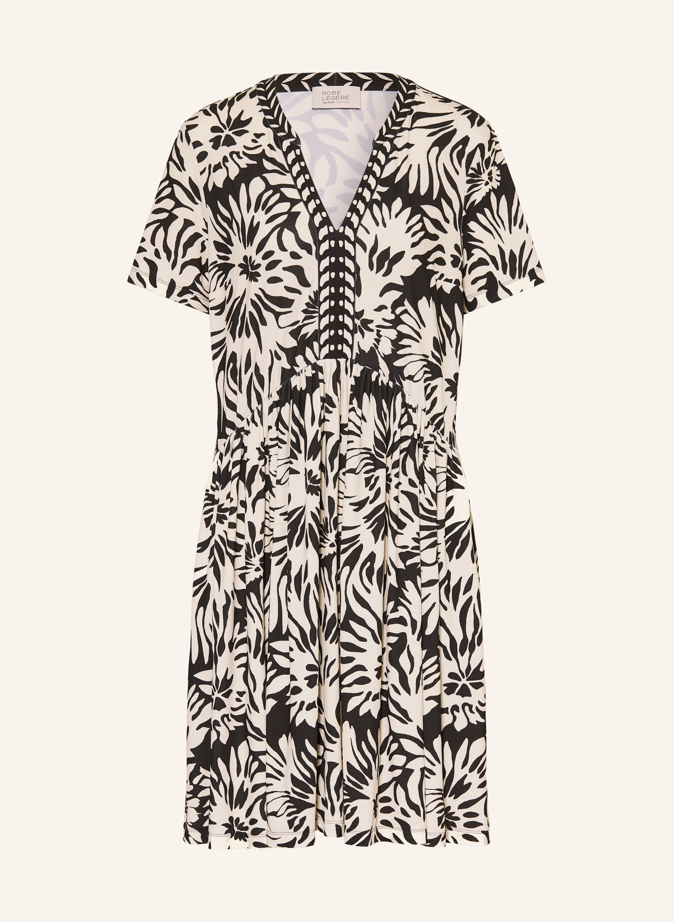 ROBE LÉGÈRE Satinkleid: ECRU / SCHWARZ