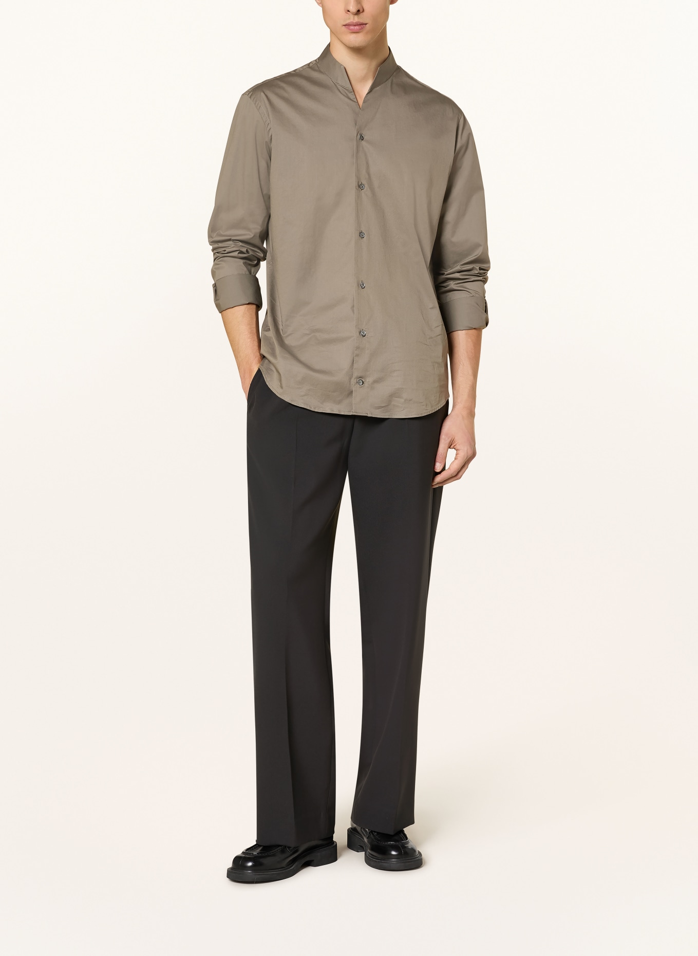 van Laack Hemd VL-RUDO-XX Regular Fit mit Stehkragen: KHAKI