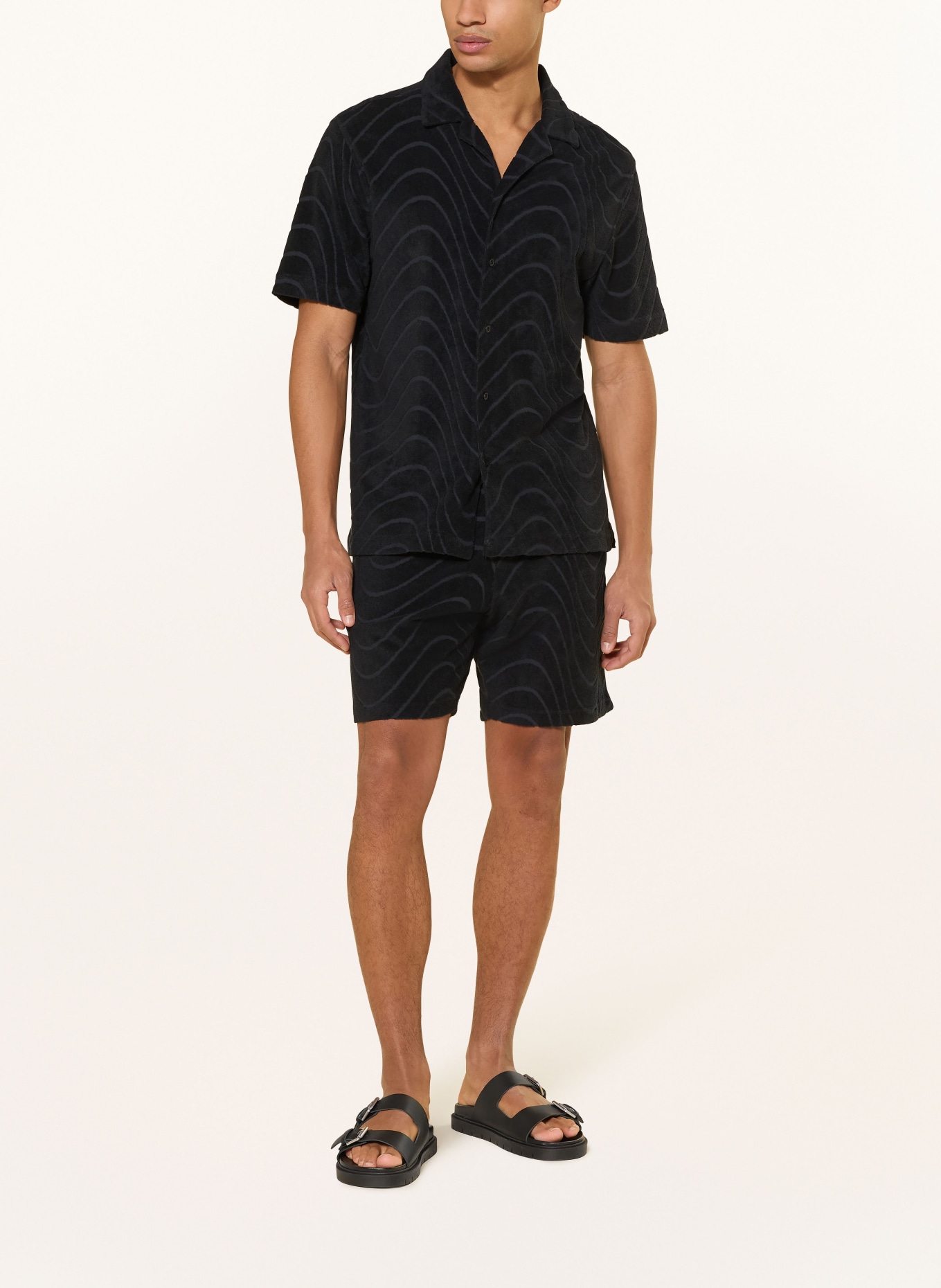 FRESCOBOL CARIOCA Koszula resortowa ROBERTO Comfort Fit z frotte: CZARNY