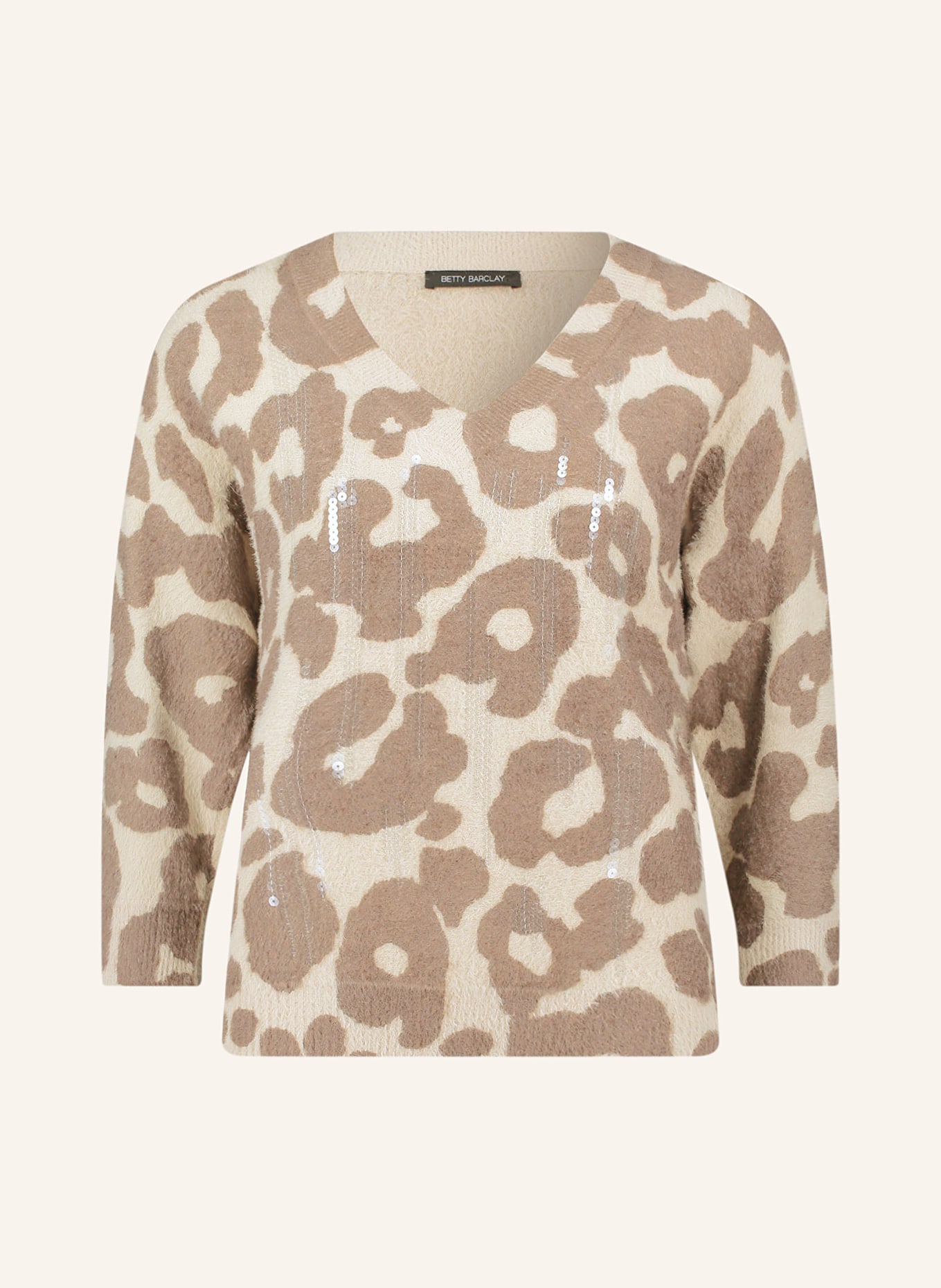 Betty Barclay Pullover mit 3/4-Arm und Pailletten: BEIGE / TAUPE