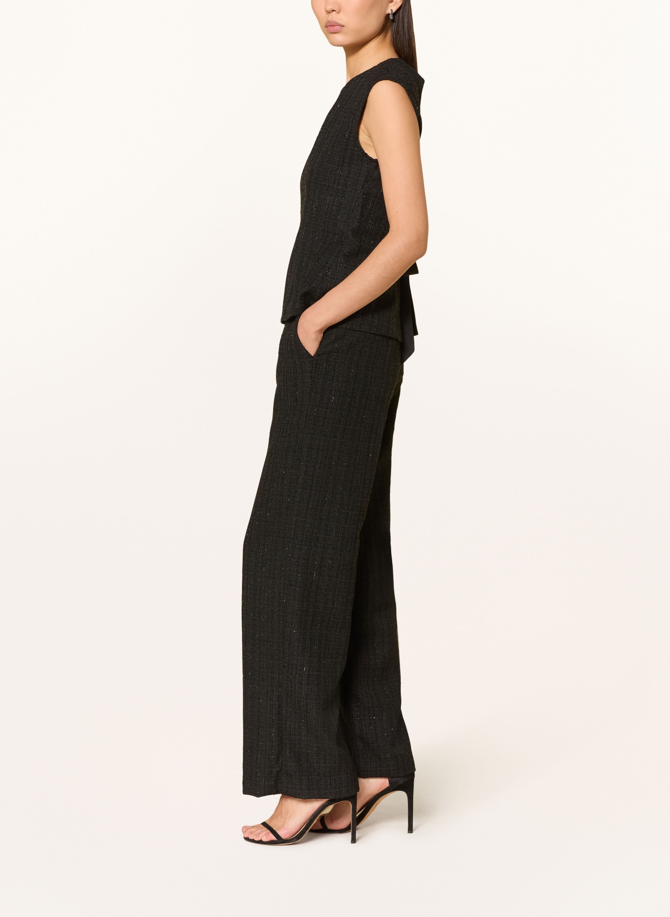 NEO NOIR Marlenehose EMMETT aus Bouclé: SCHWARZ