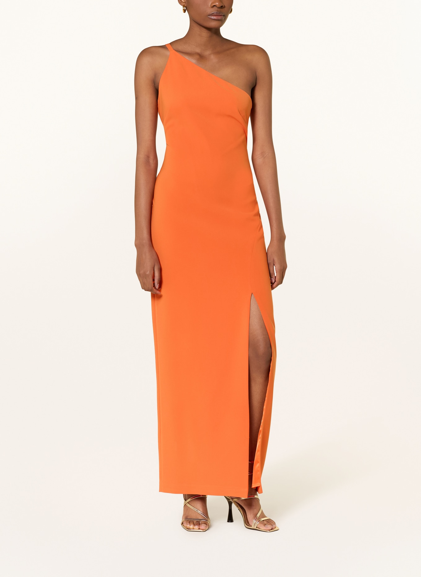 LAUREN RALPH LAUREN One-Shoulder-Kleid aus Satin: ORANGE