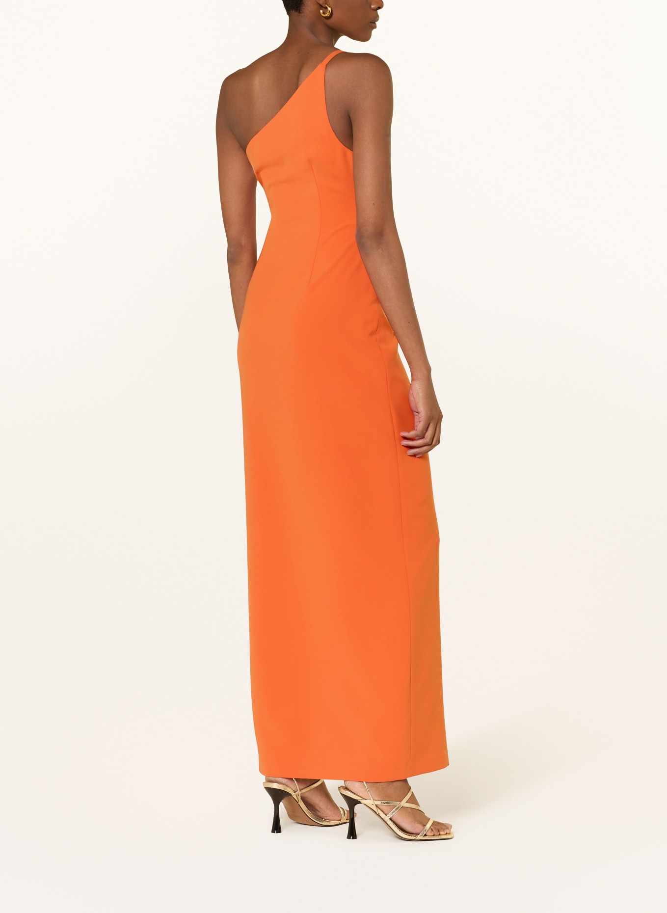 LAUREN RALPH LAUREN One-Shoulder-Kleid aus Satin: ORANGE