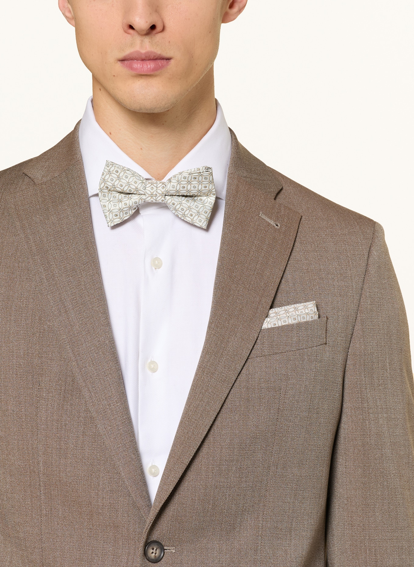 WILVORST Set: Fliege und Einstecktuch: CREME / BEIGE