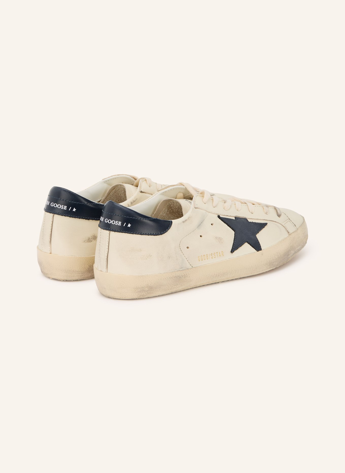 GOLDEN GOOSE Sneaker SUPER-STAR: ECRU / DUNKELBLAU