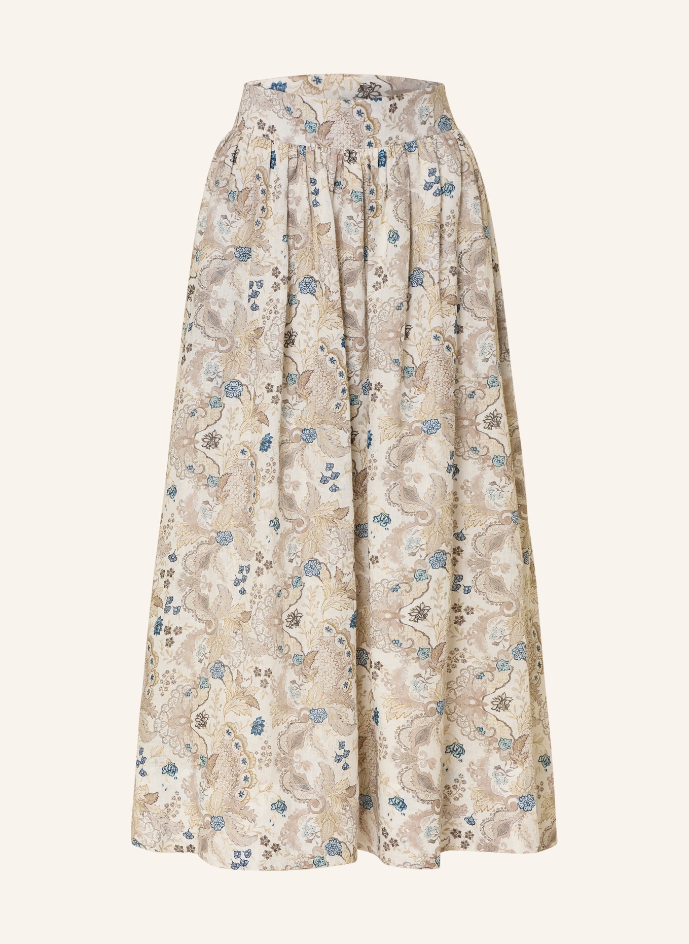 dea kudibal Lněná sukně EDDADEA: REŽNÁ / SVĚTLE HNĚDÁ / MODRÁ