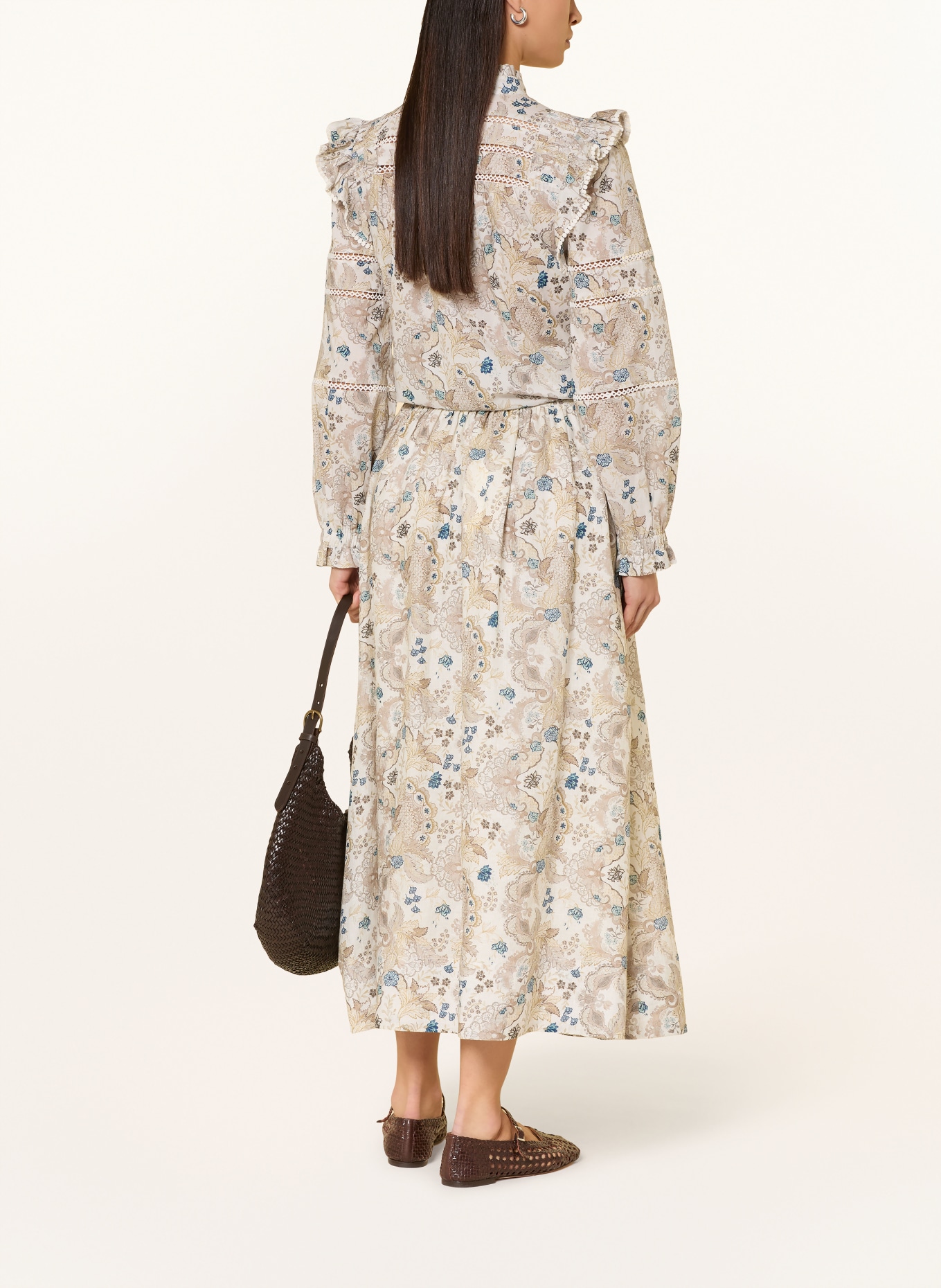 dea kudibal Lněná sukně EDDADEA: REŽNÁ / SVĚTLE HNĚDÁ / MODRÁ