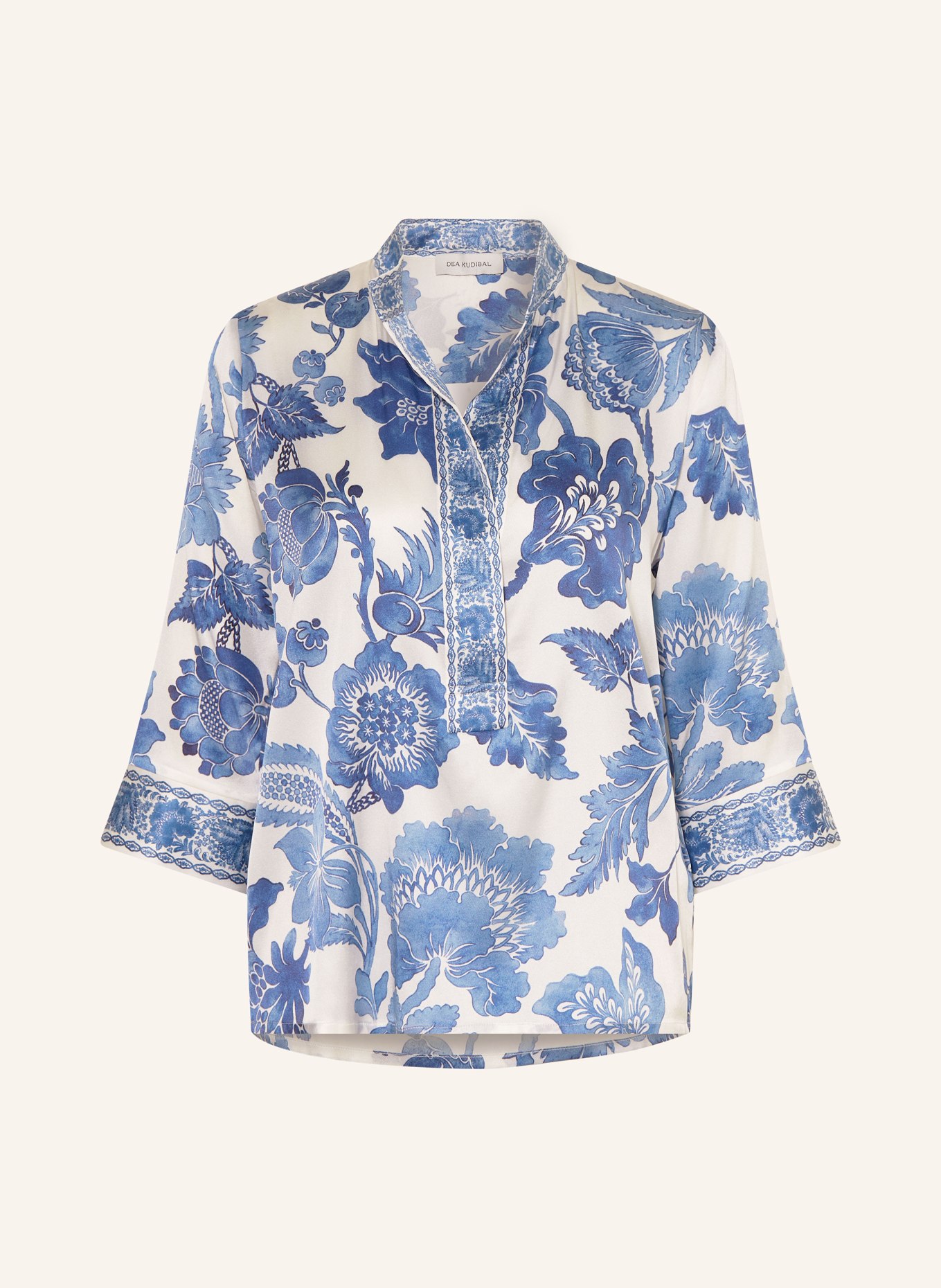 dea kudibal DANITADEA silk blouse with 3/4 sleeves: WHITE / BLUE