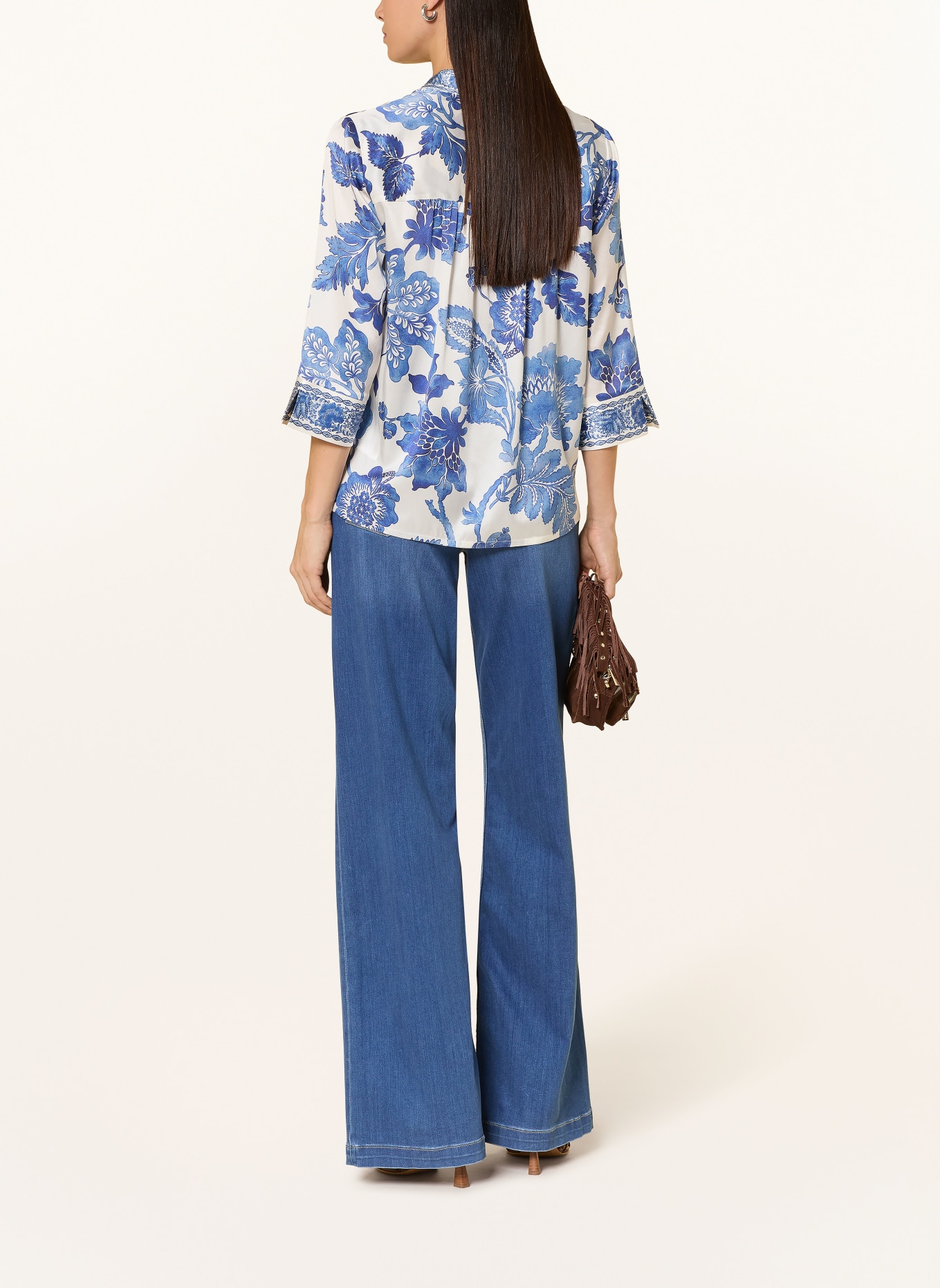 dea kudibal DANITADEA silk blouse with 3/4 sleeves: WHITE / BLUE