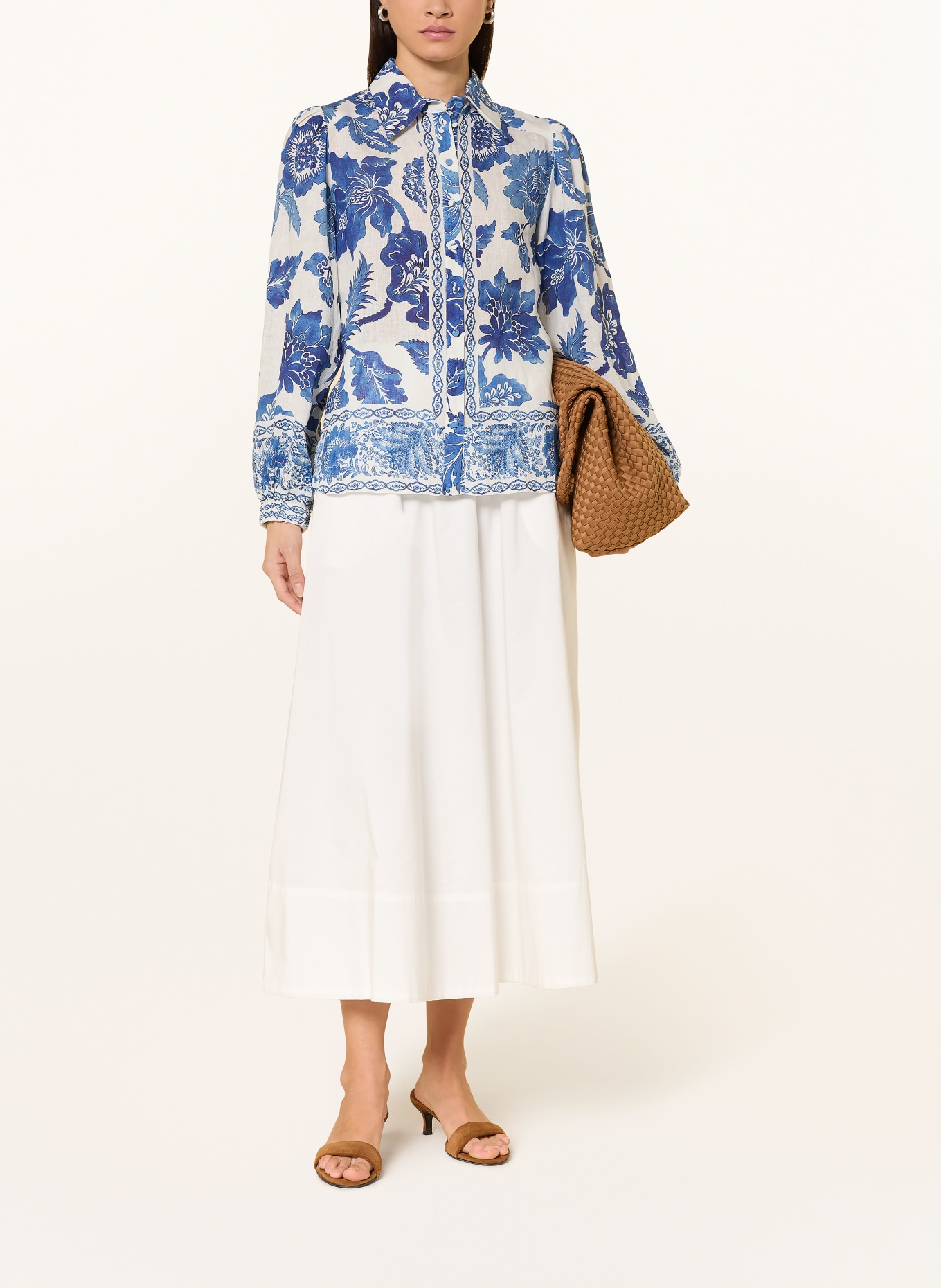 dea kudibal SIOMADEA linen shirt blouse: WHITE / BLUE