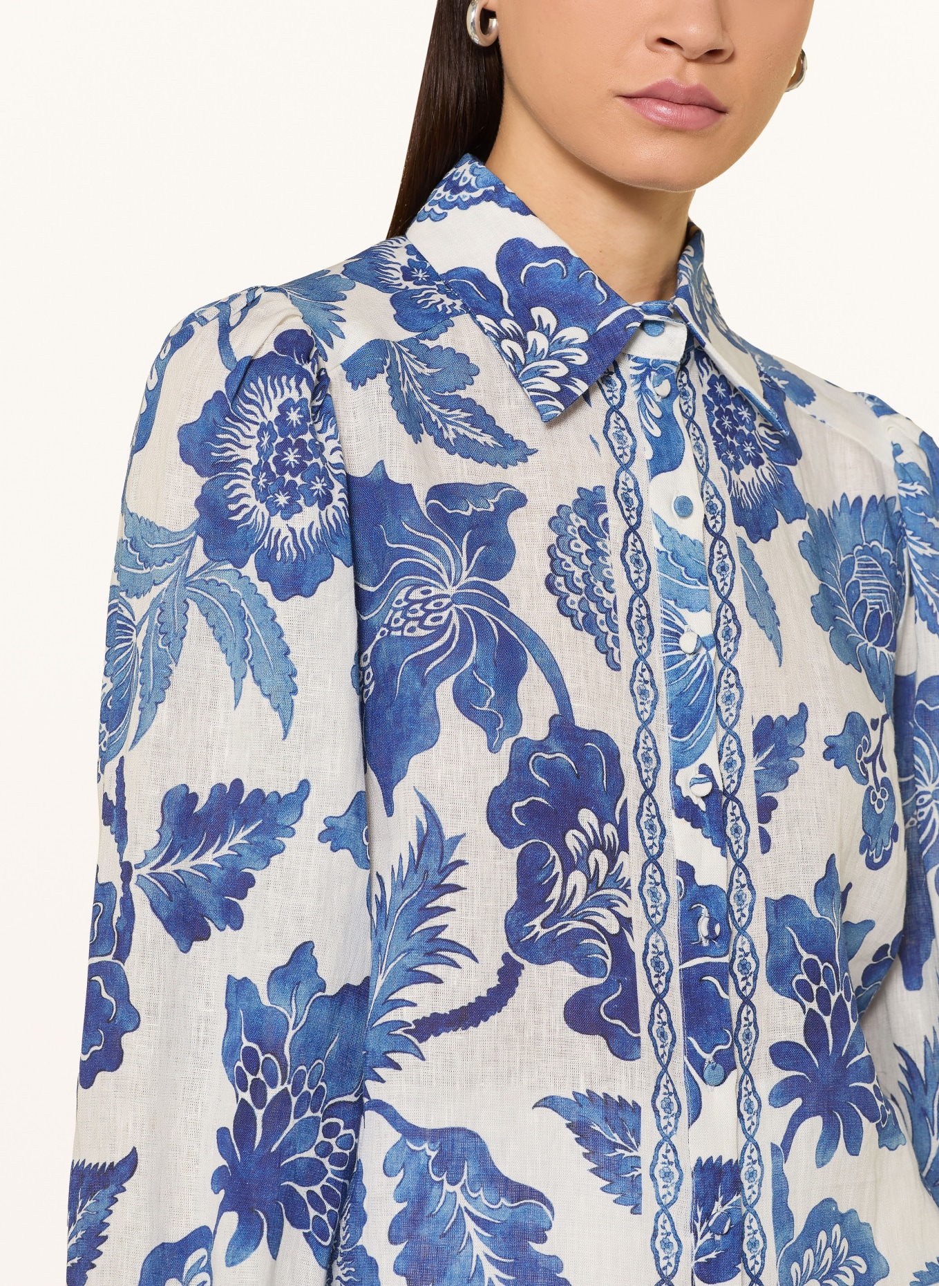 dea kudibal SIOMADEA linen shirt blouse: WHITE / BLUE