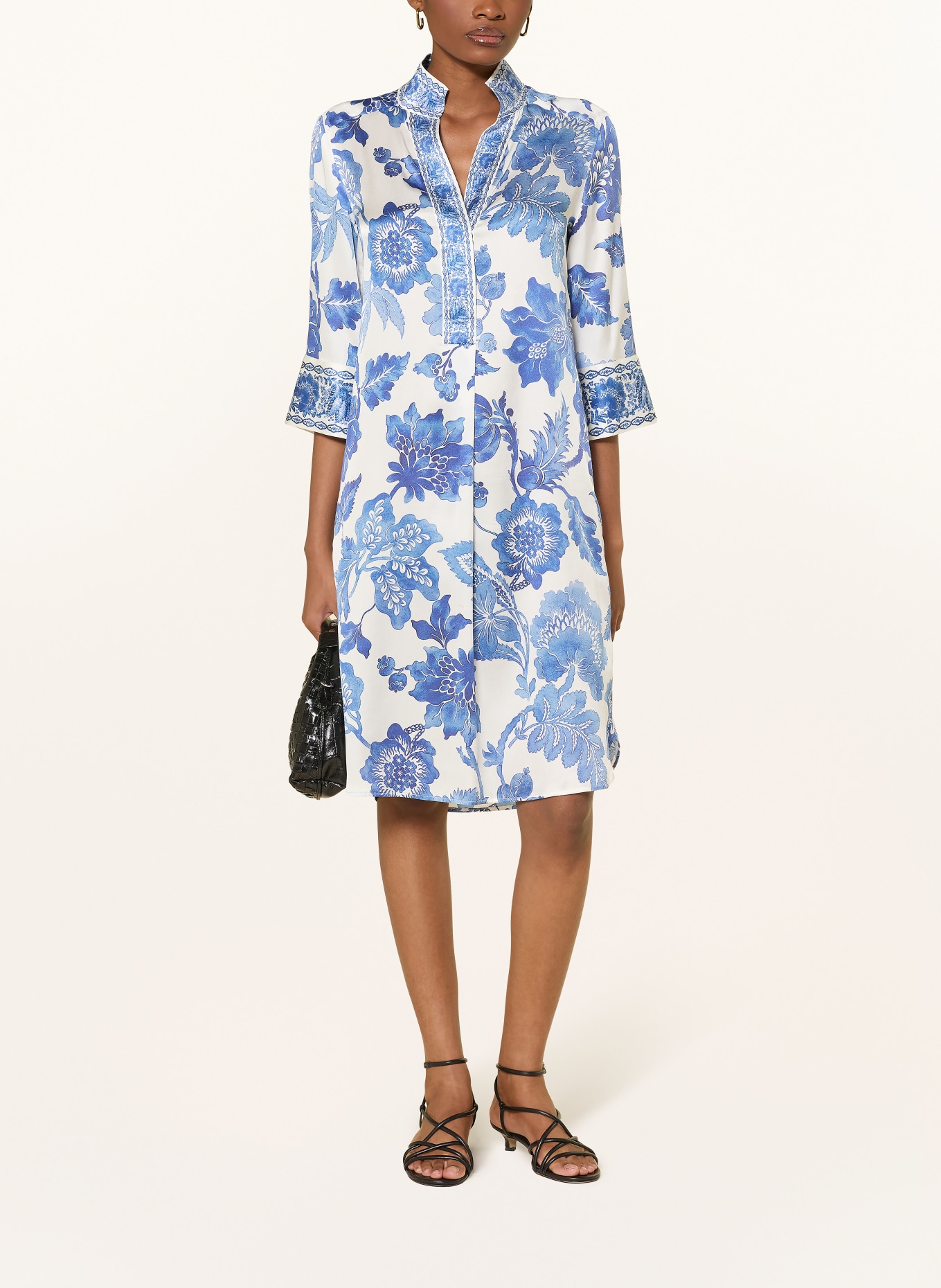 dea kudibal Hedvábné šaty KAMILLESDEA s 3/4 rukávem: MODRÁ / BÍLÁ