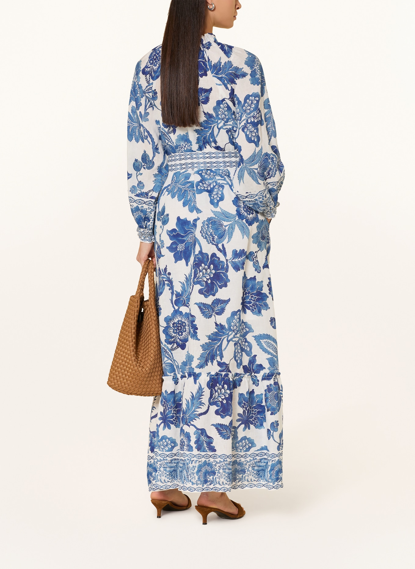 dea kudibal Lněné šaty IDANIADEA s volánky: BÍLÁ / MODRÁ