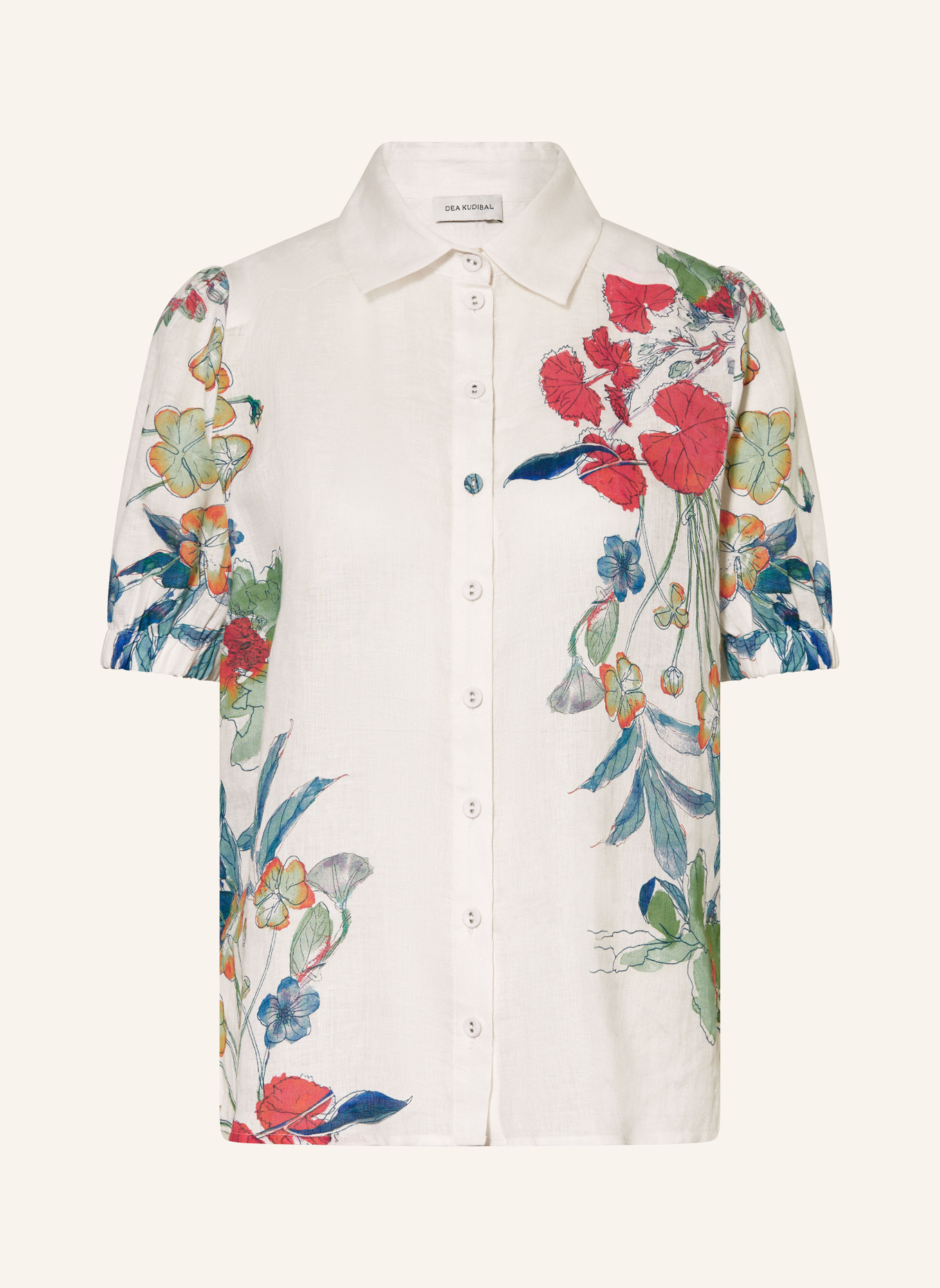 dea kudibal VIOLETADEA linen shirt blouse: WHITE / RED / BLUE