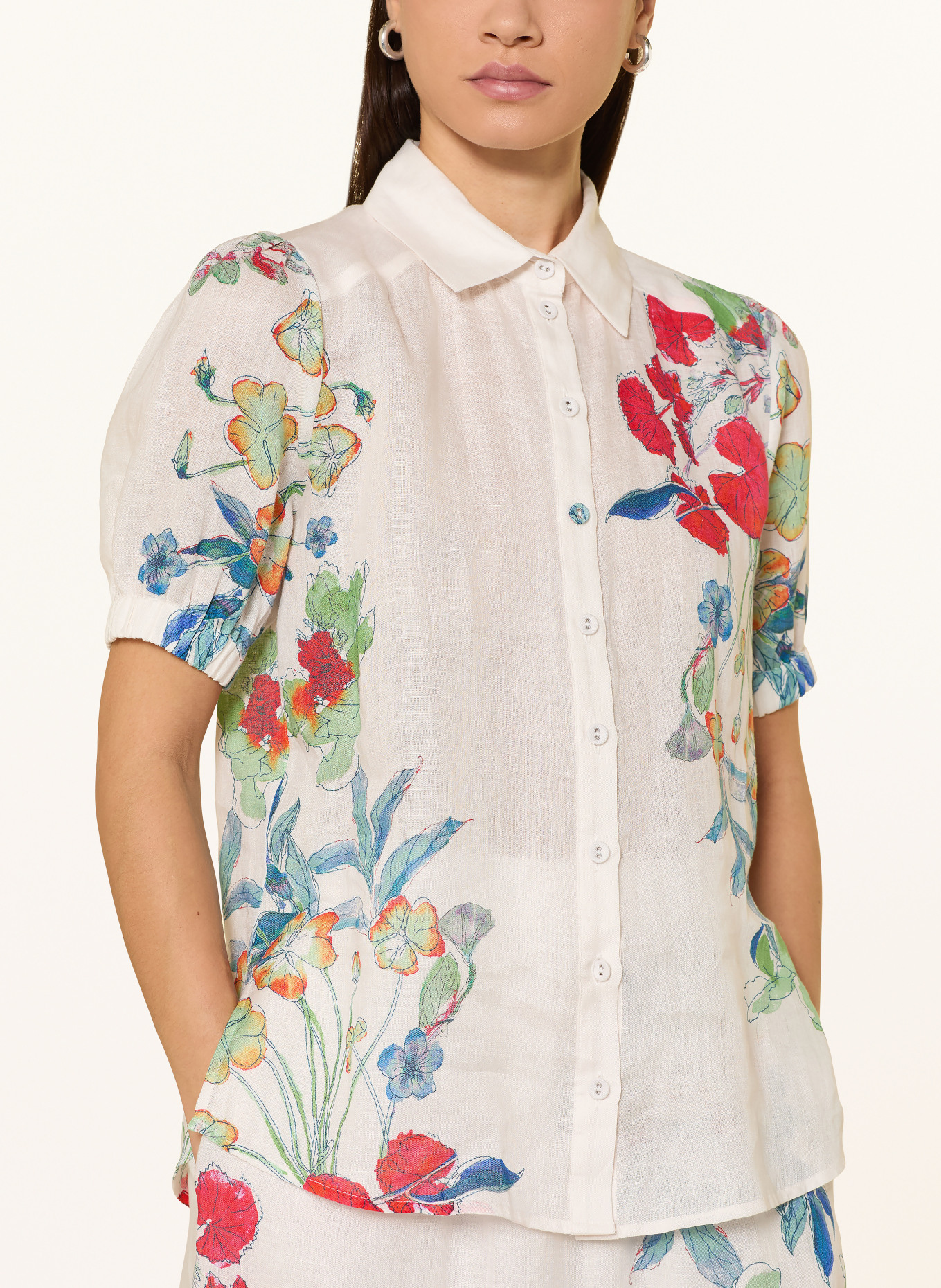 dea kudibal VIOLETADEA linen shirt blouse: WHITE / RED / BLUE