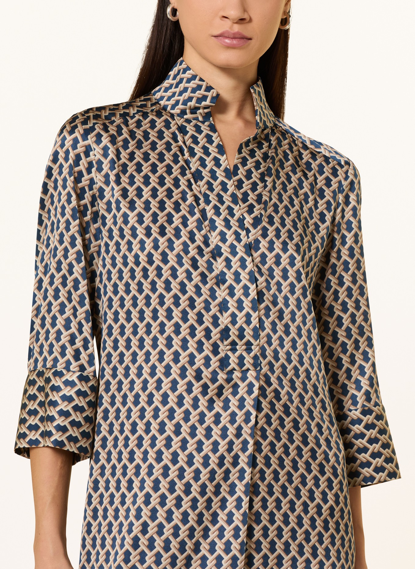 dea kudibal Hedvábné šaty KAMILLESDEA s 3/4 rukávem: TMAVĚ MODRÁ / BÉŽOVÁ