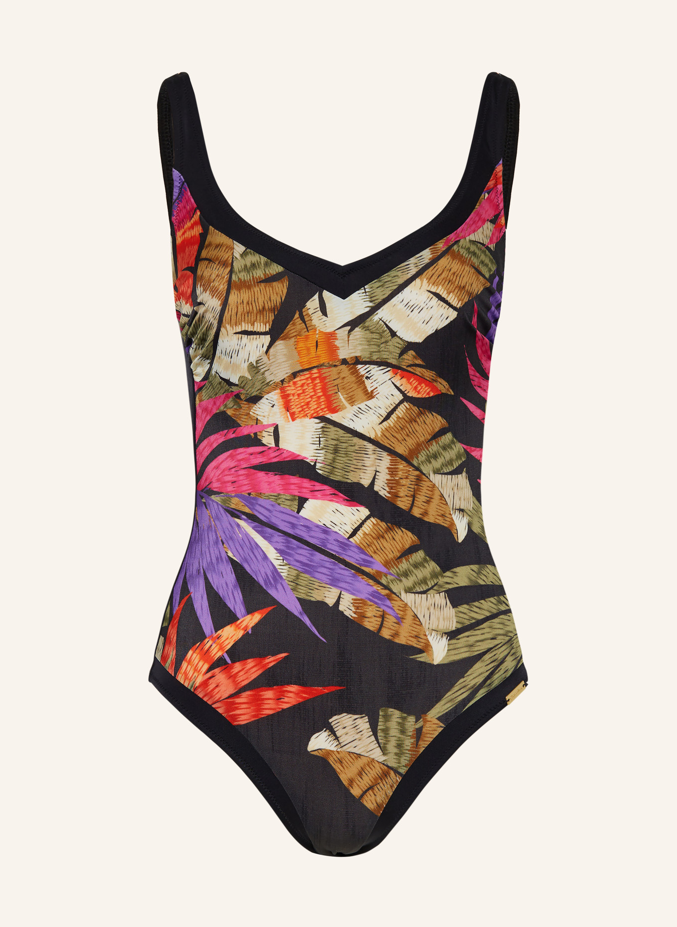 Charmline Shape-Badeanzug PALM POETRY: SCHWARZ / LILA / GRÜN