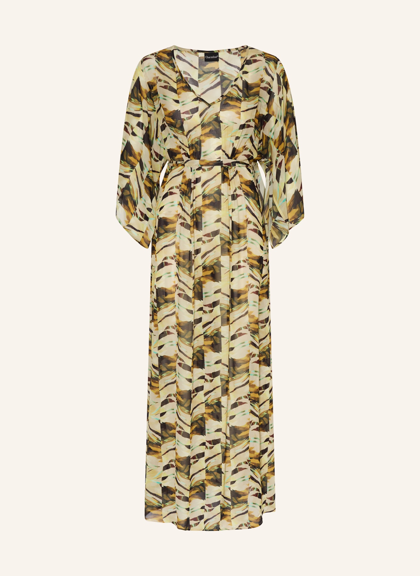 Charmline Strandkleid DESERT LINES mit 3/4-Arm: CREME / BRAUN / GRÜN