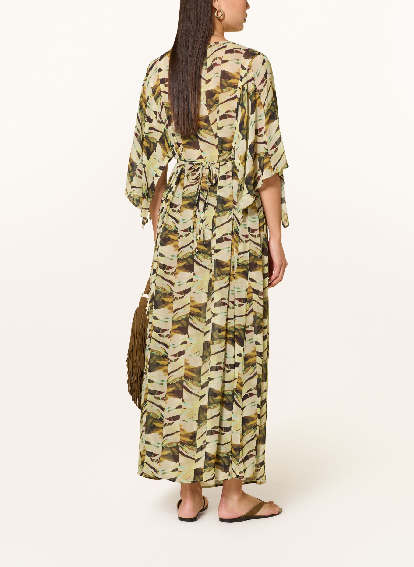 Charmline Strandkleid DESERT LINES mit 3/4-Arm: CREME / BRAUN / GRÜN