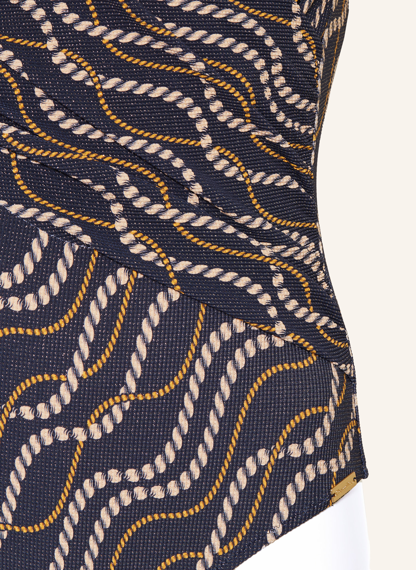 Charmline Maillot de bain à armatures MARINA LUXE avec effet galbant et fil pailleté: BLEU FONCÉ / CRÈME / JAUNE FONCÉ