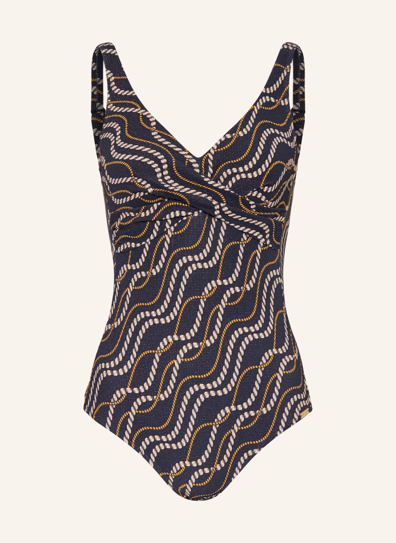 Charmline Maillot de bain Shape MARINA LUXE avec fil pailleté: BLEU FONCÉ / BEIGE / JAUNE FONCÉ