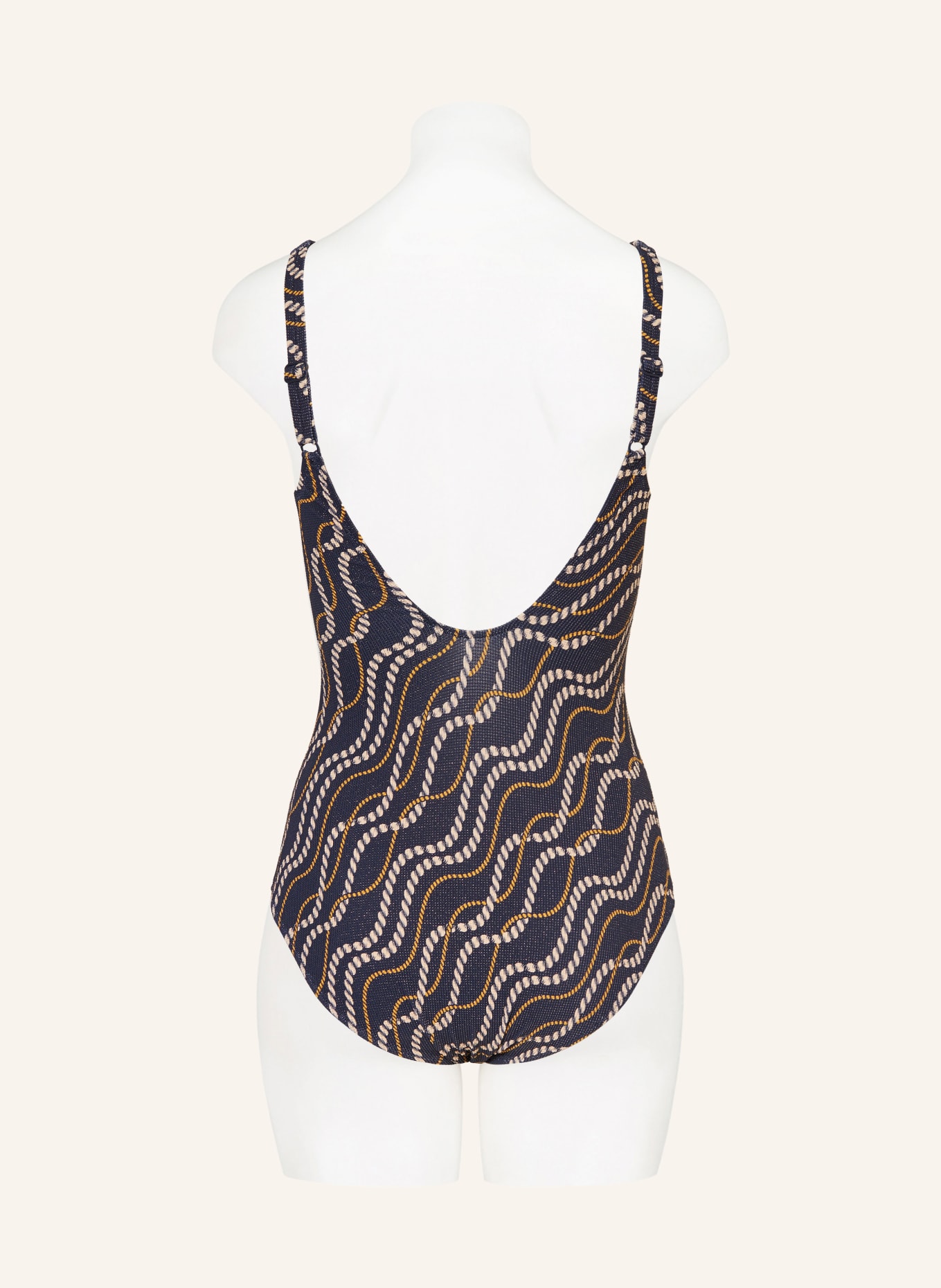 Charmline Maillot de bain Shape MARINA LUXE avec fil pailleté: BLEU FONCÉ / BEIGE / JAUNE FONCÉ