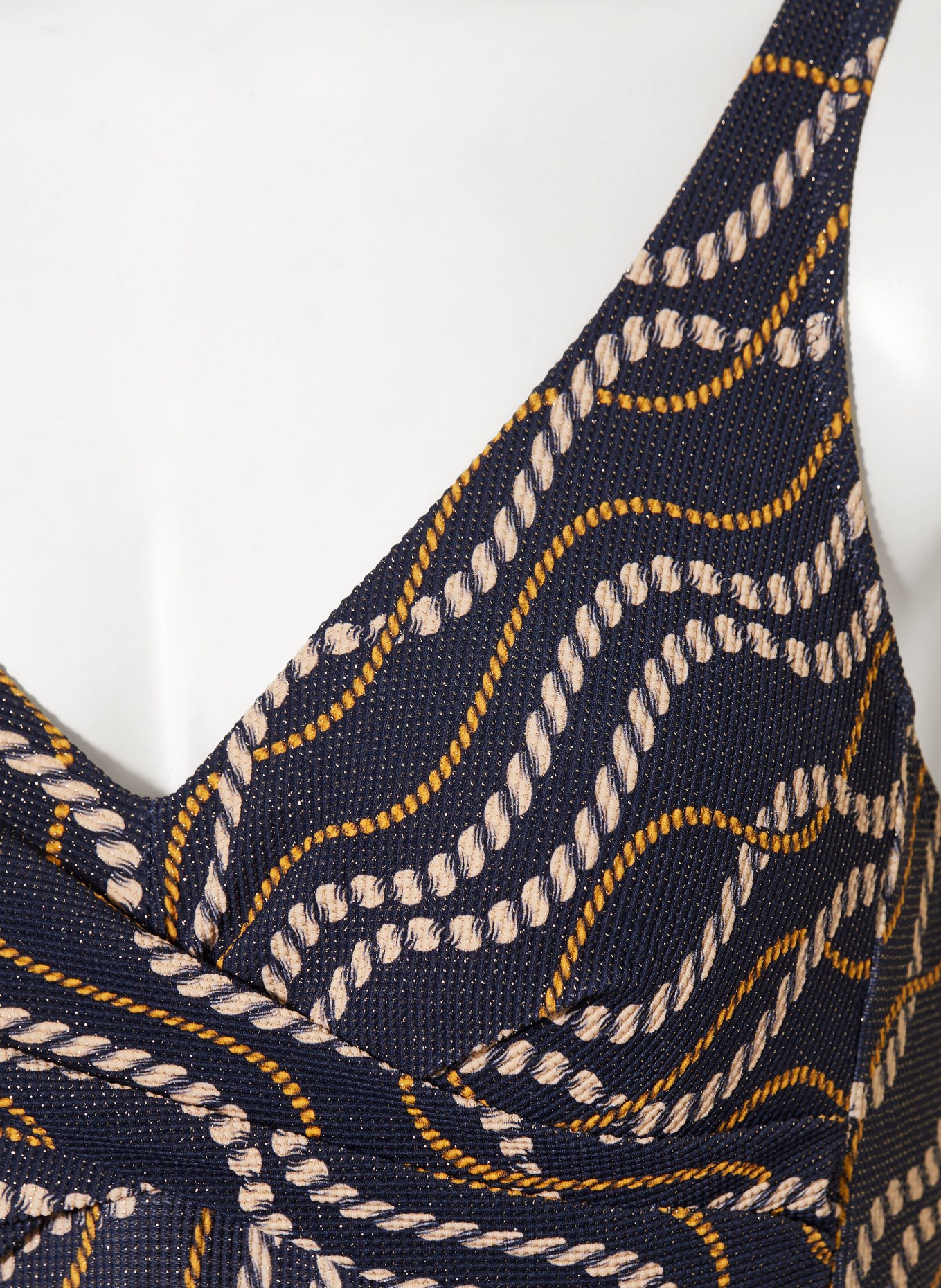 Charmline Maillot de bain Shape MARINA LUXE avec fil pailleté: BLEU FONCÉ / BEIGE / JAUNE FONCÉ