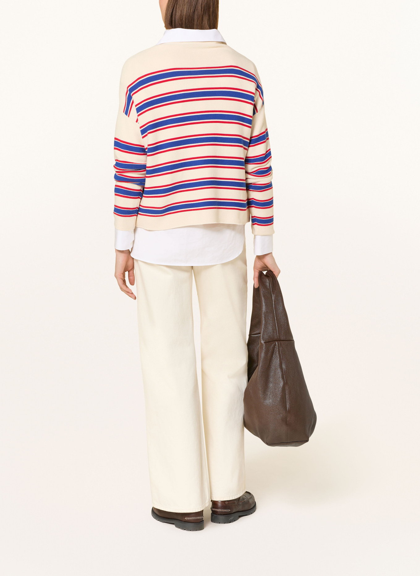 ARMEDANGELS Pullover MERINAA: ECRU / ROT / BLAU