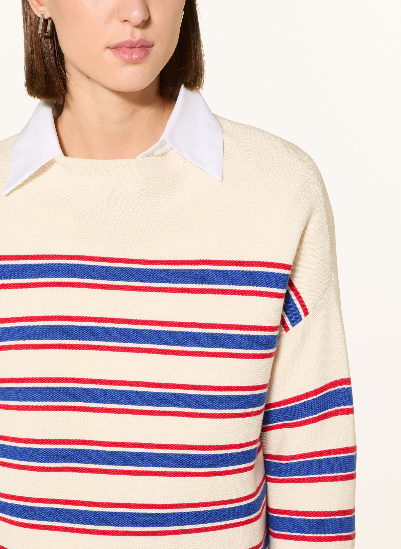 ARMEDANGELS Pullover MERINAA: ECRU / ROT / BLAU