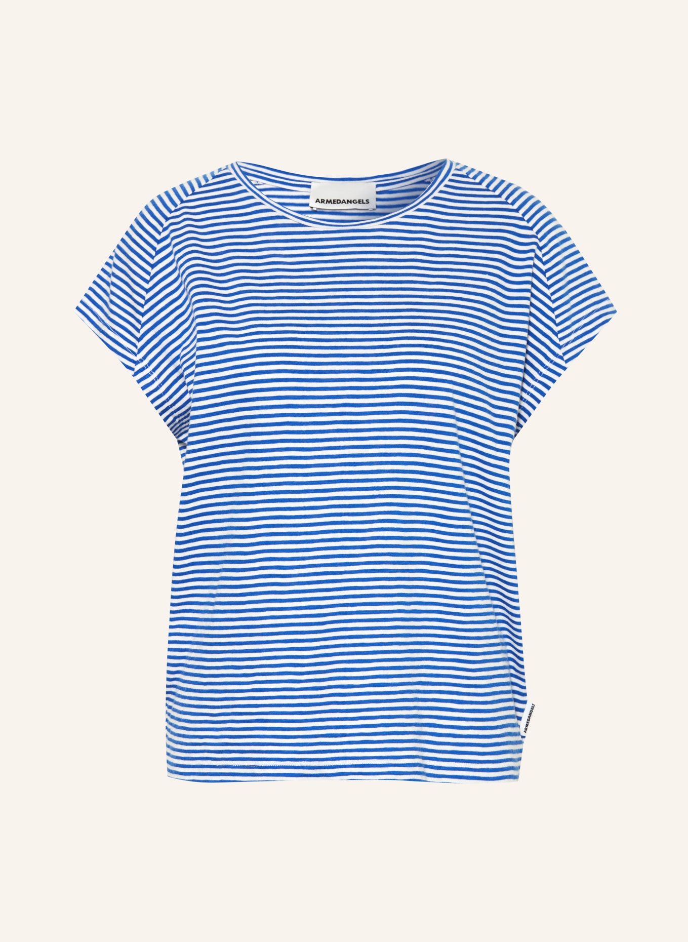 ARMEDANGELS tričko: MODRÁ / BÍLÁ