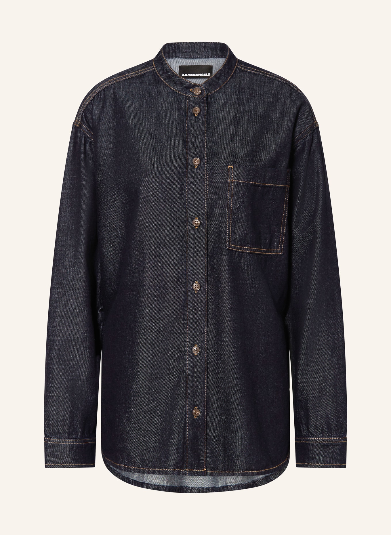 ARMEDANGELS džínová košile: TMAVĚ MODRÁ
