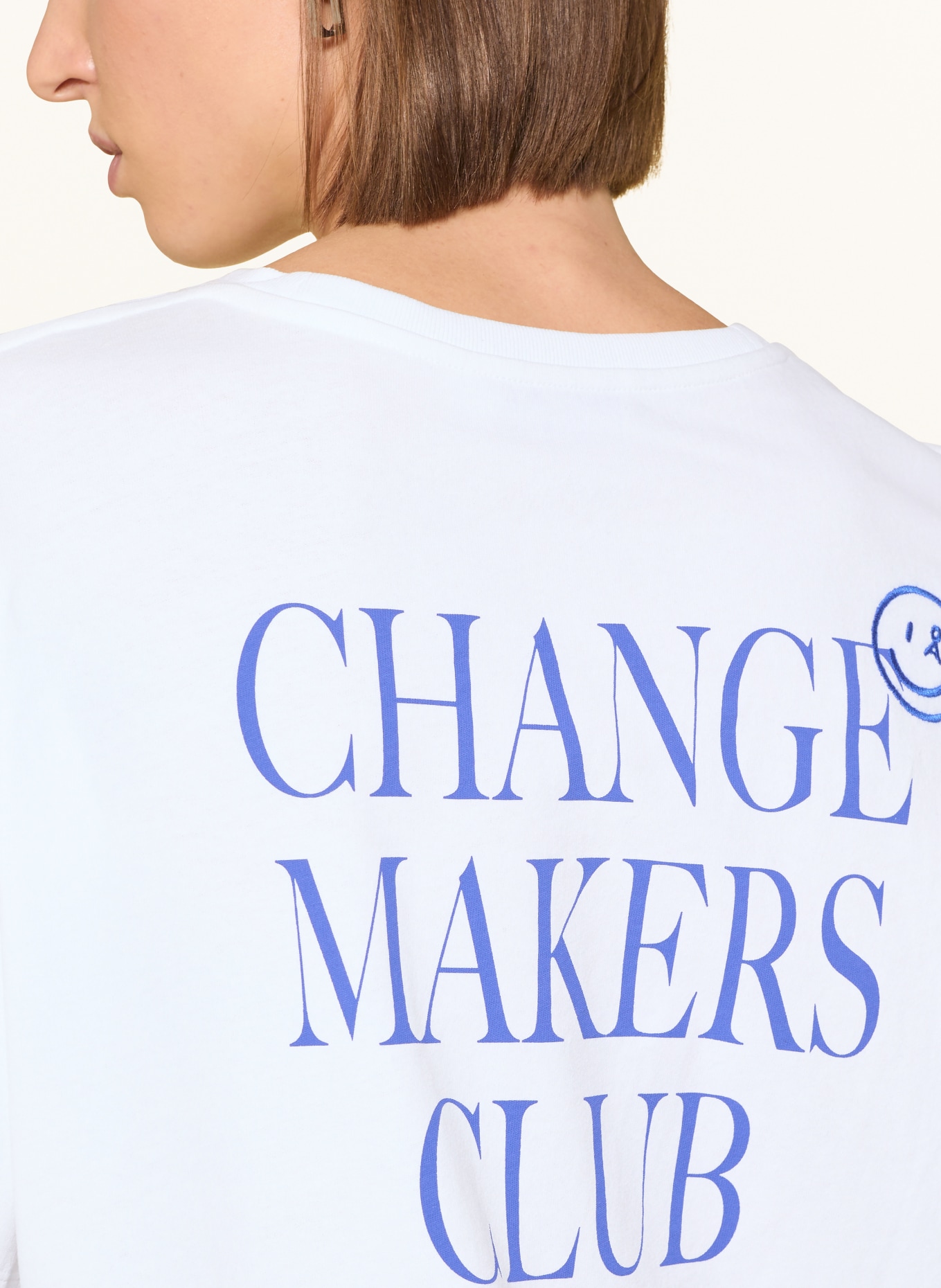 ARMEDANGELS Tričko GIANNAA CHAANGE: BÍLÁ / MODRÁ