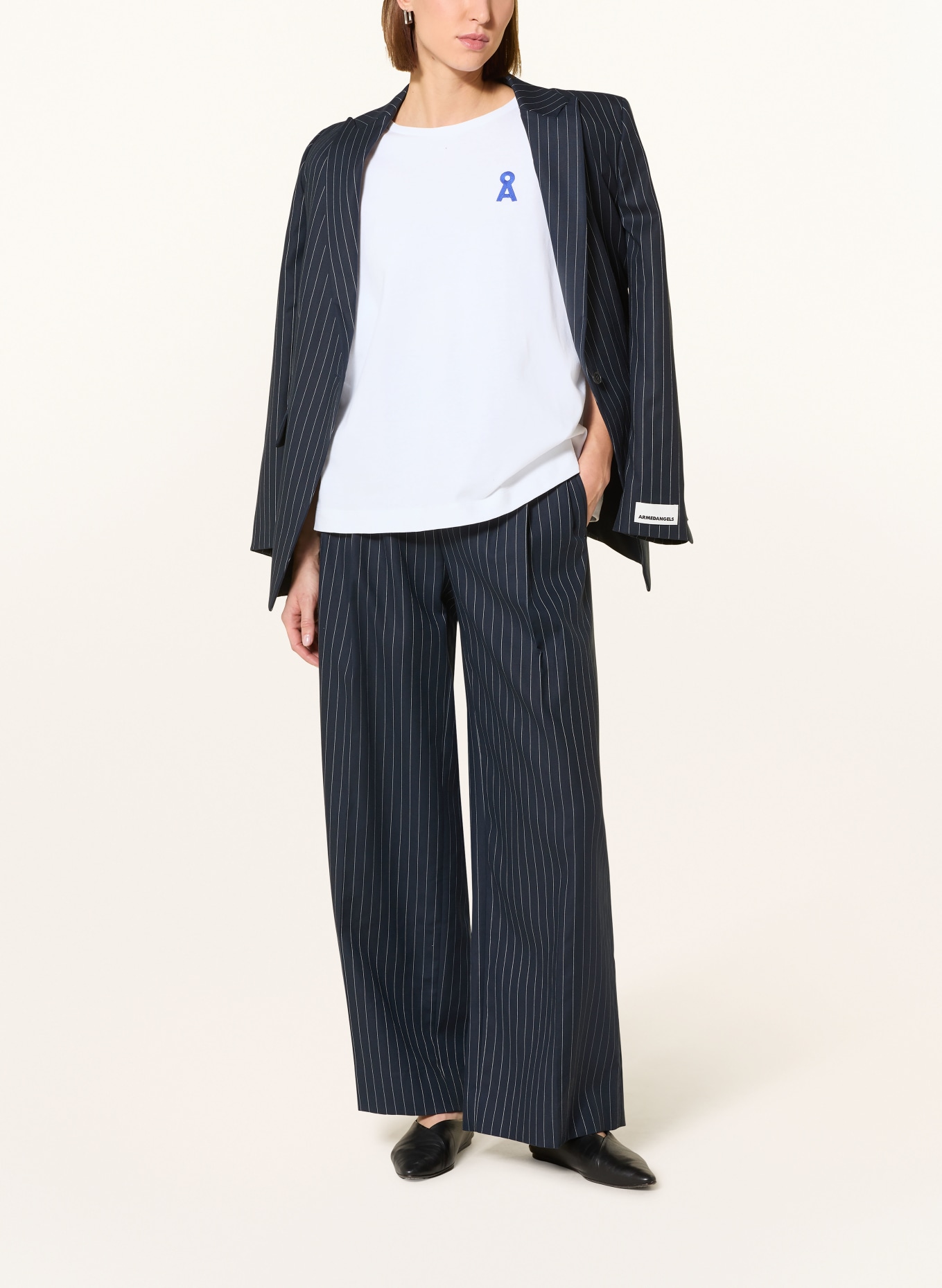 ARMEDANGELS Tričko GIANNAA CHAANGE: BÍLÁ / MODRÁ