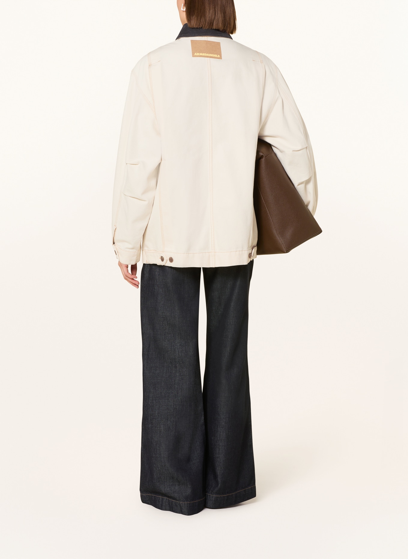 ARMEDANGELS Overjacket: CRÈME / DONKERGRIJS