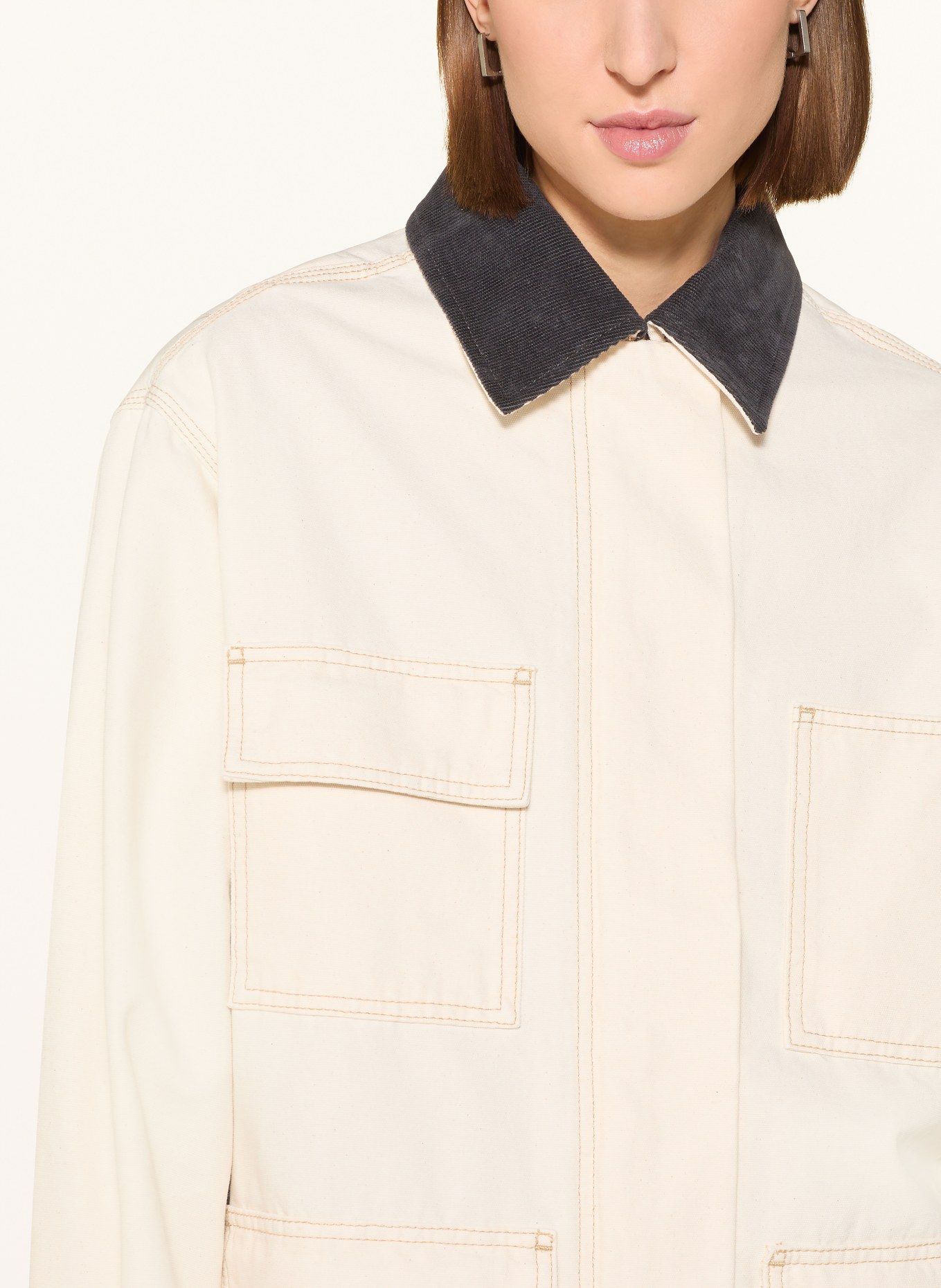 ARMEDANGELS Overjacket: CRÈME / DONKERGRIJS