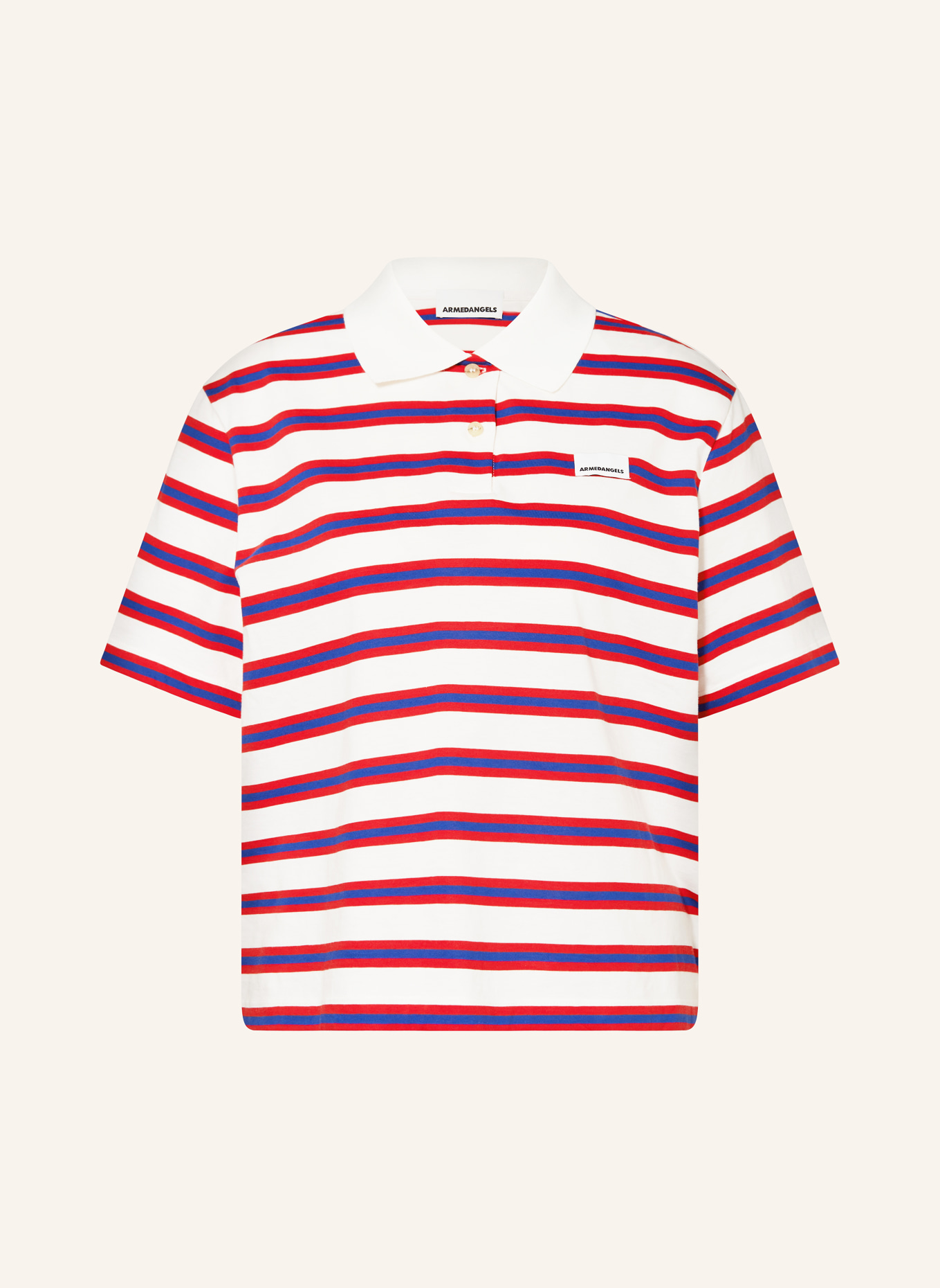 ARMEDANGELS Jerseyové polo tričko: ČERVENÁ / MODRÁ / BÍLÁ