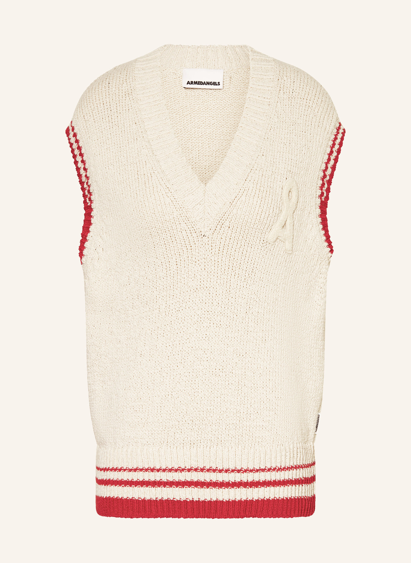 ARMEDANGELS bezrukávník: BÉŽOVÁ / ČERVENÁ