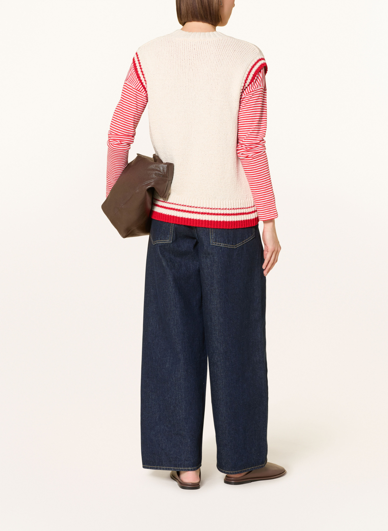 ARMEDANGELS bezrukávník: BÉŽOVÁ / ČERVENÁ