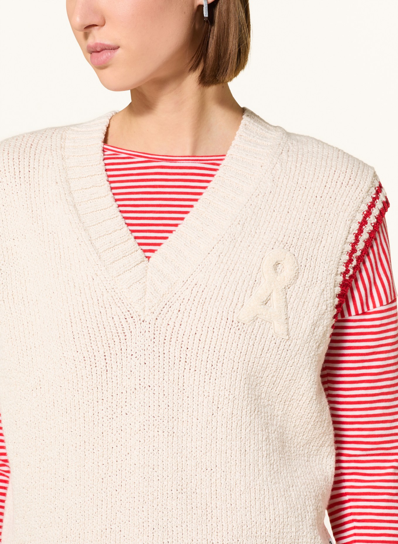 ARMEDANGELS bezrukávník: BÉŽOVÁ / ČERVENÁ