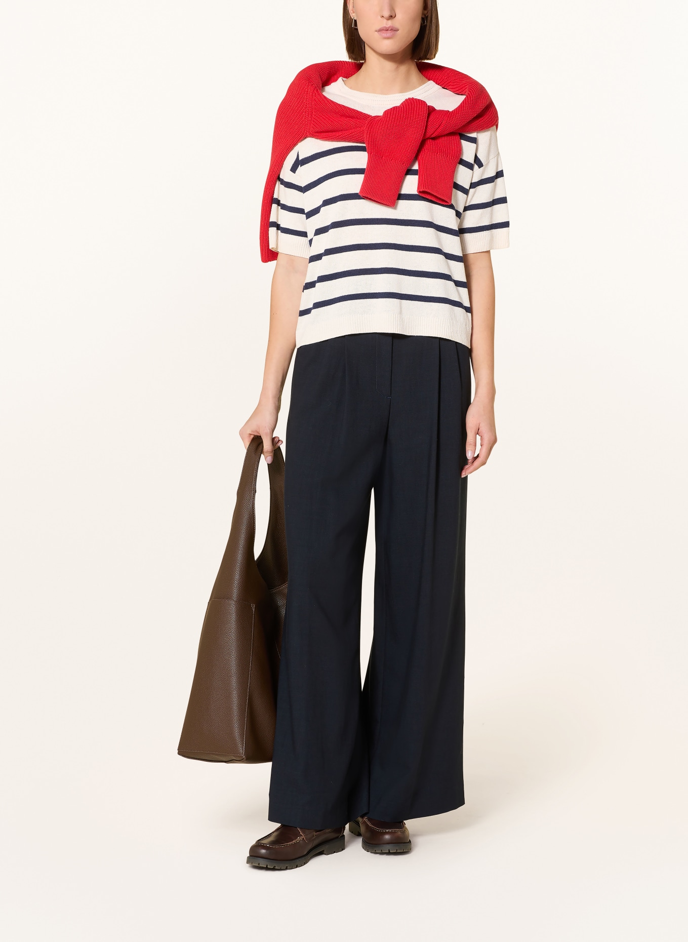 ARMEDANGELS Strickshirt mit Leinen: ECRU / DUNKELBLAU