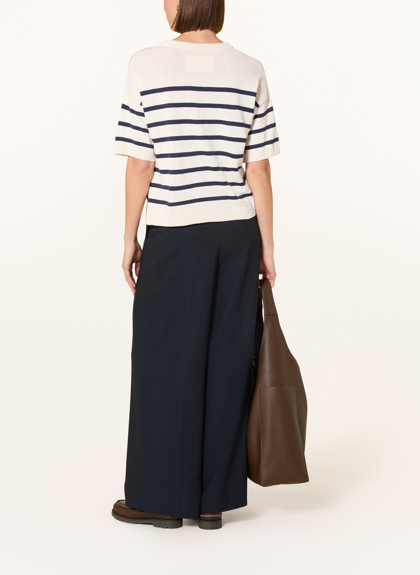 ARMEDANGELS Strickshirt mit Leinen: ECRU / DUNKELBLAU