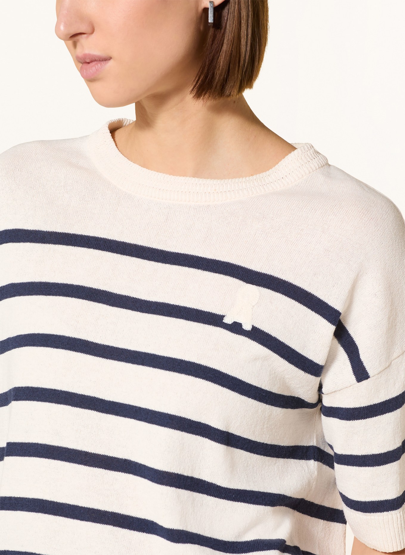 ARMEDANGELS Strickshirt mit Leinen: ECRU / DUNKELBLAU
